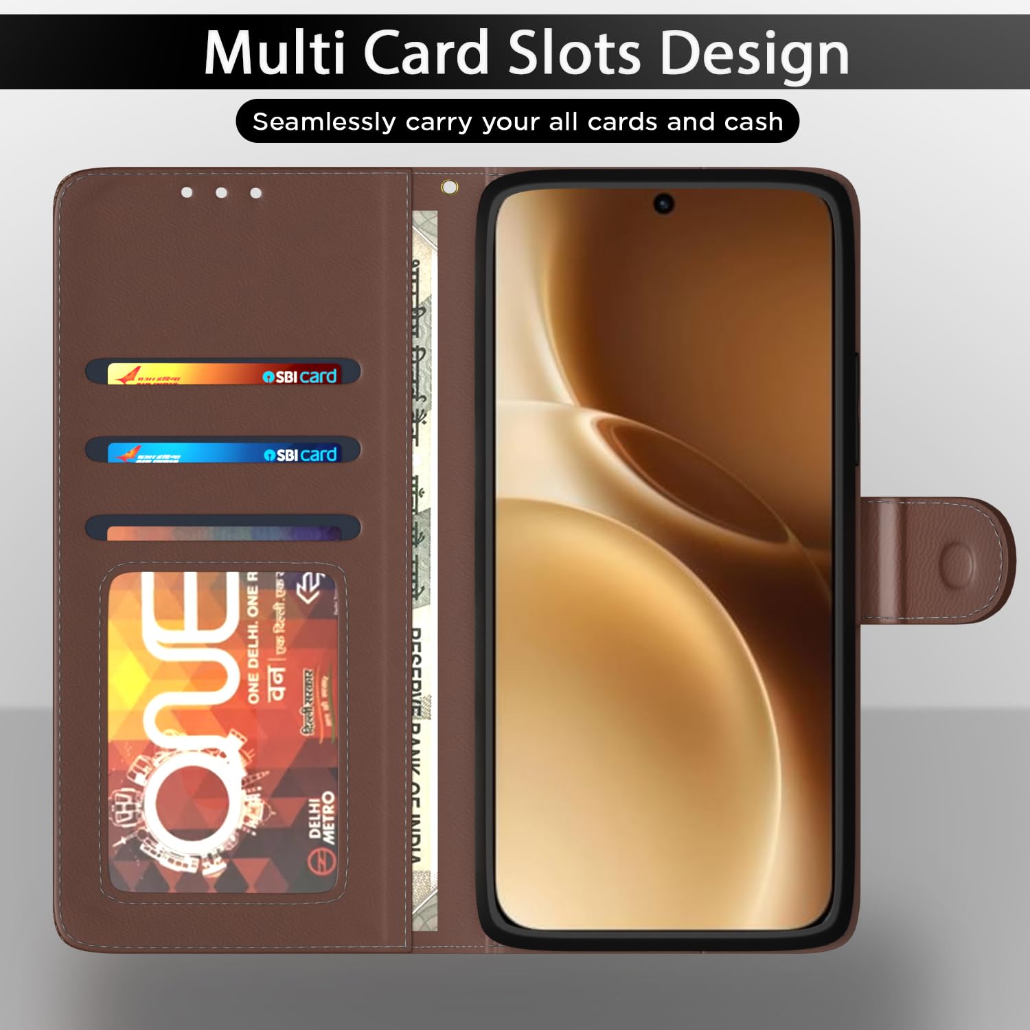 Pikkme Oppo Reno 15 5G tan flip case – photo 5