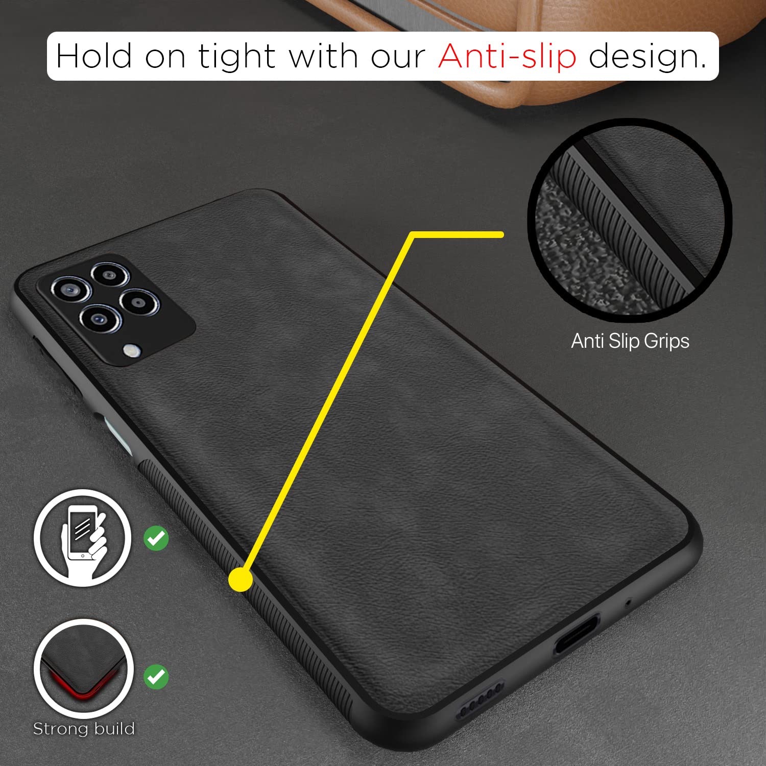 Pikkme grey Leather mobile cover for Samsung M33 5G – photo 2