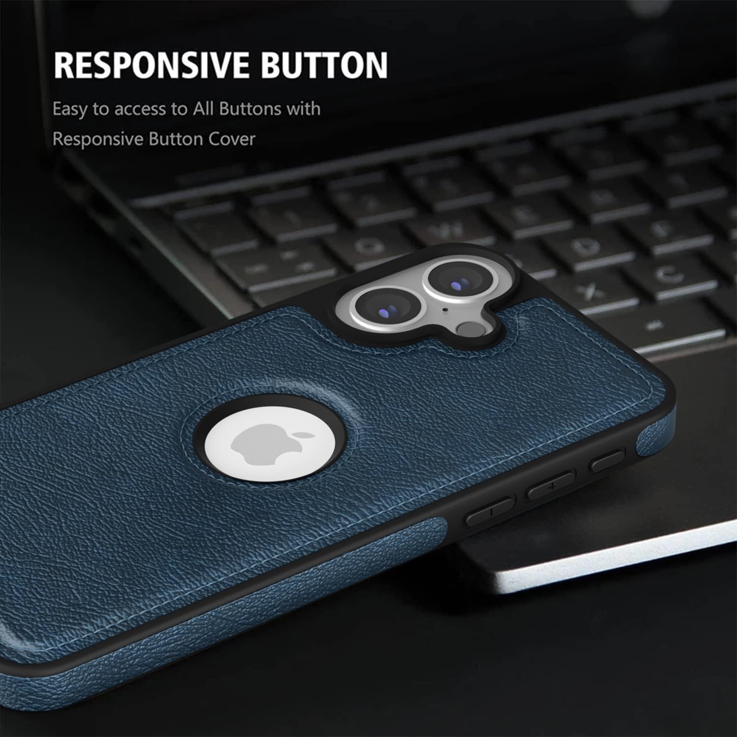 Pikkme iPhone 16 Plus Leather Back Case | Blue