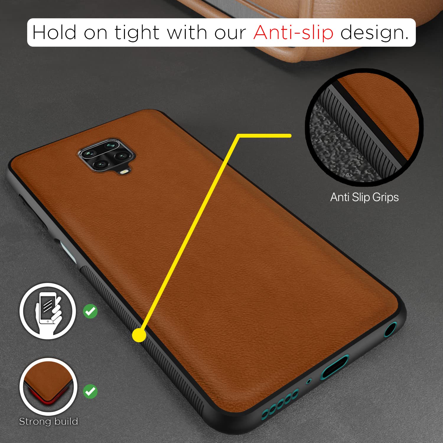 Redmi Note 9 Pro/Note 9 Pro Max/Poco M2 Pro/Note 10 Lite Leather mobile cover in camel by Pikkme – photo 2