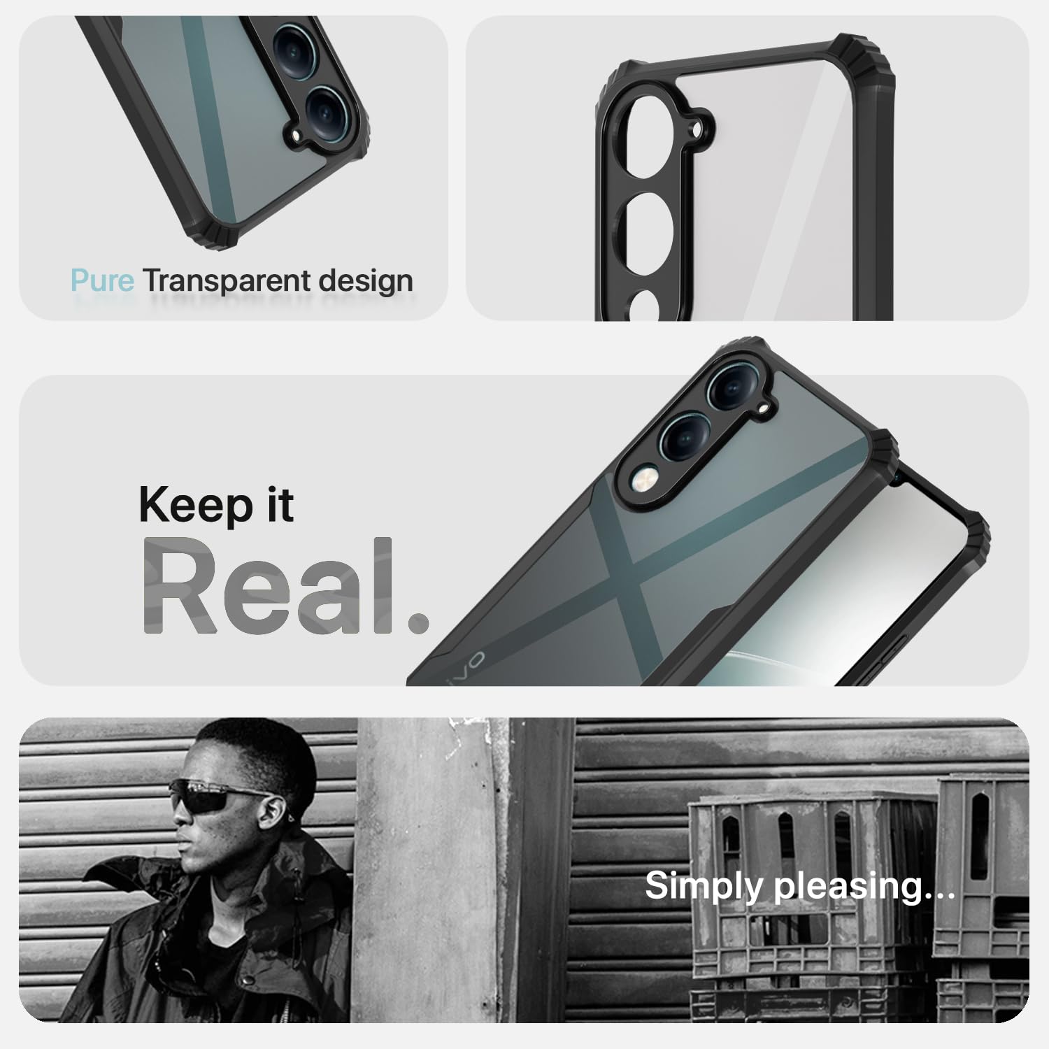 iQOO Z10 Lite 5G/Vivo T4 Lite 5G/Y19 5G/Y19e/Y04 4G/Y29s 5G Ultra Clear mobile cover in black by Pikkme – photo 4