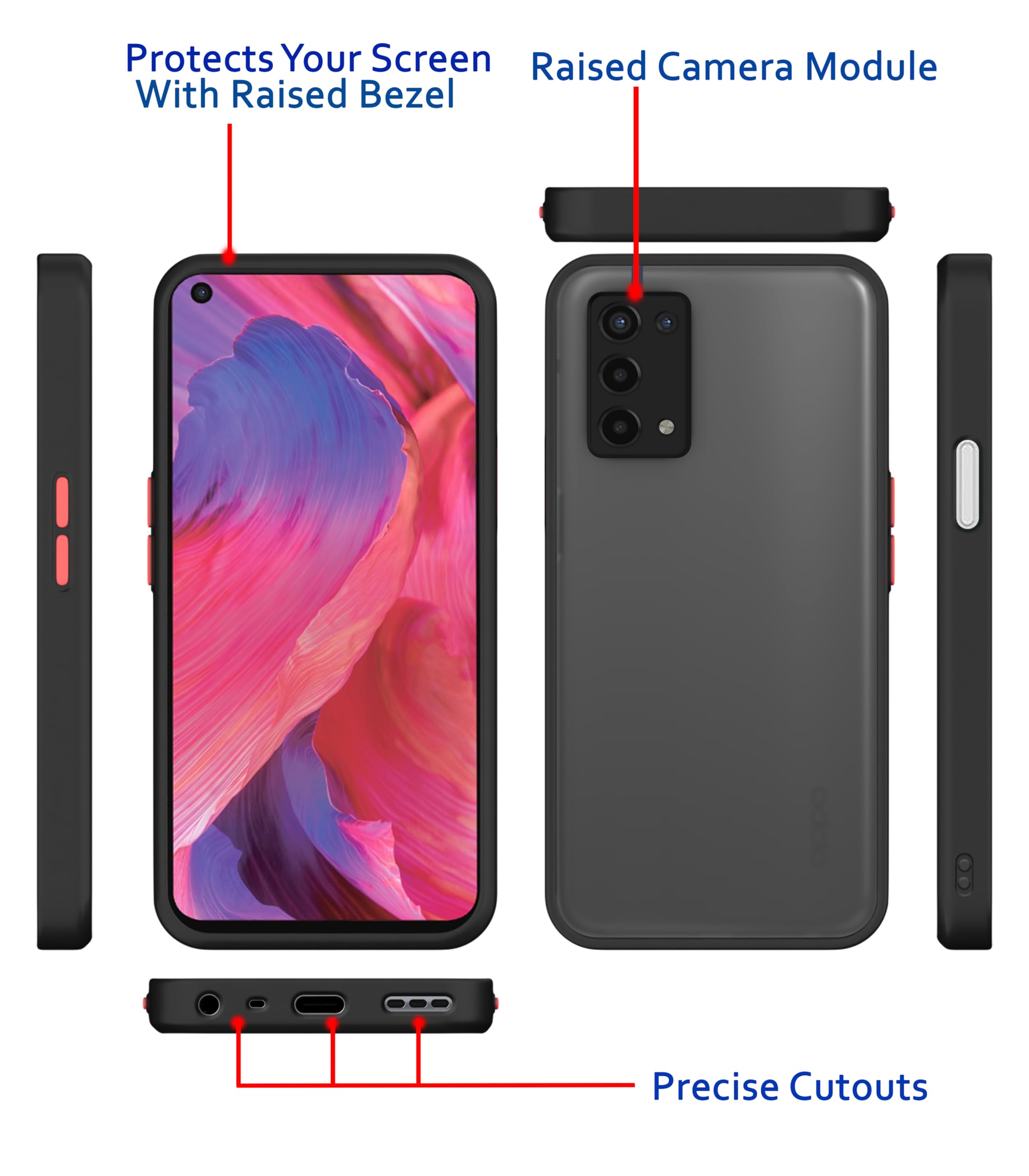 Oppo A74 5G Matte phone cover in black by Pikkme – photo 4
