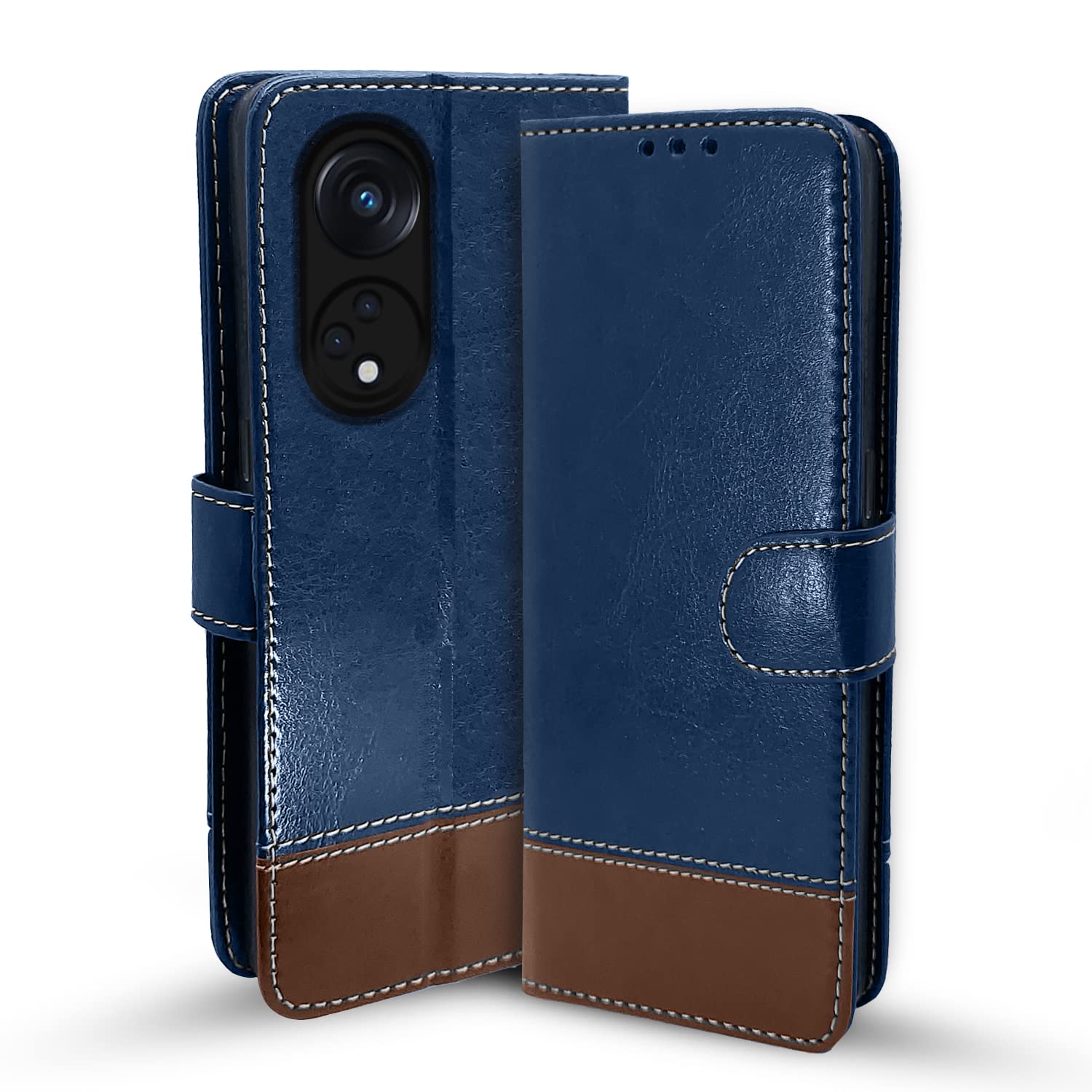Pikkme blue & brown Magnetic flip case for Oppo Reno 8T 5G