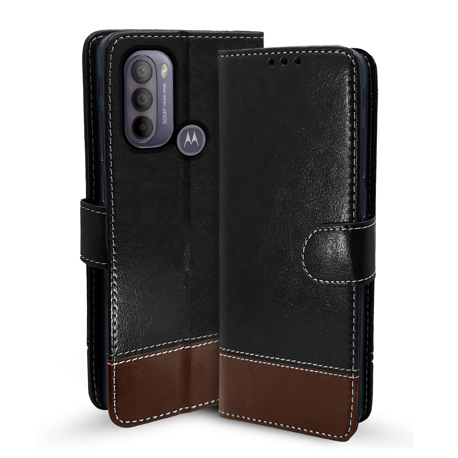 Pikkme Moto G31 Contrast Flip Cover (Blue)