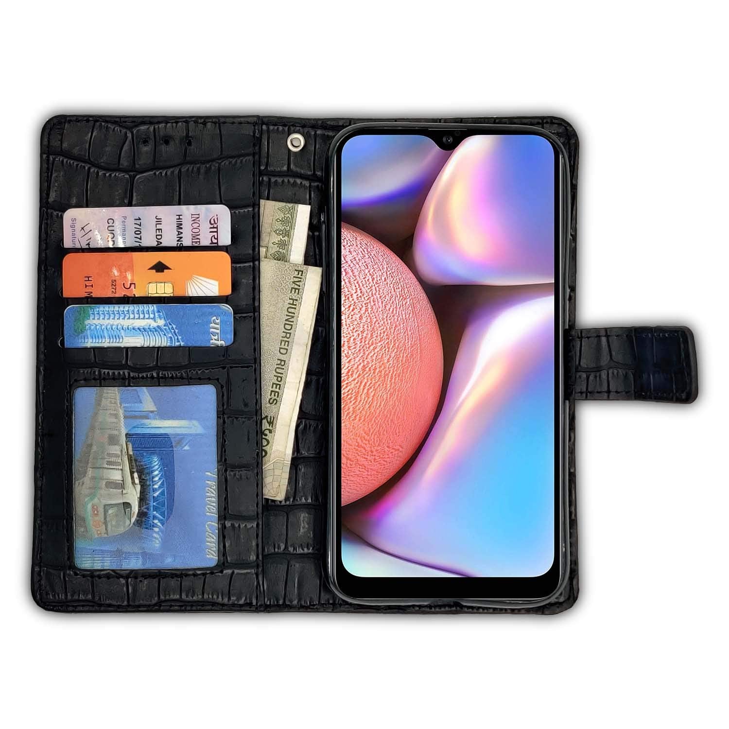 Samsung A10s Leather flip cover in black by Pikkme – photo 2