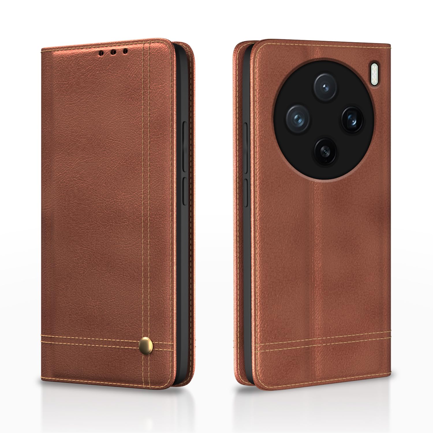 Vivo X200 5G mobile flip cover in brown by Pikkme