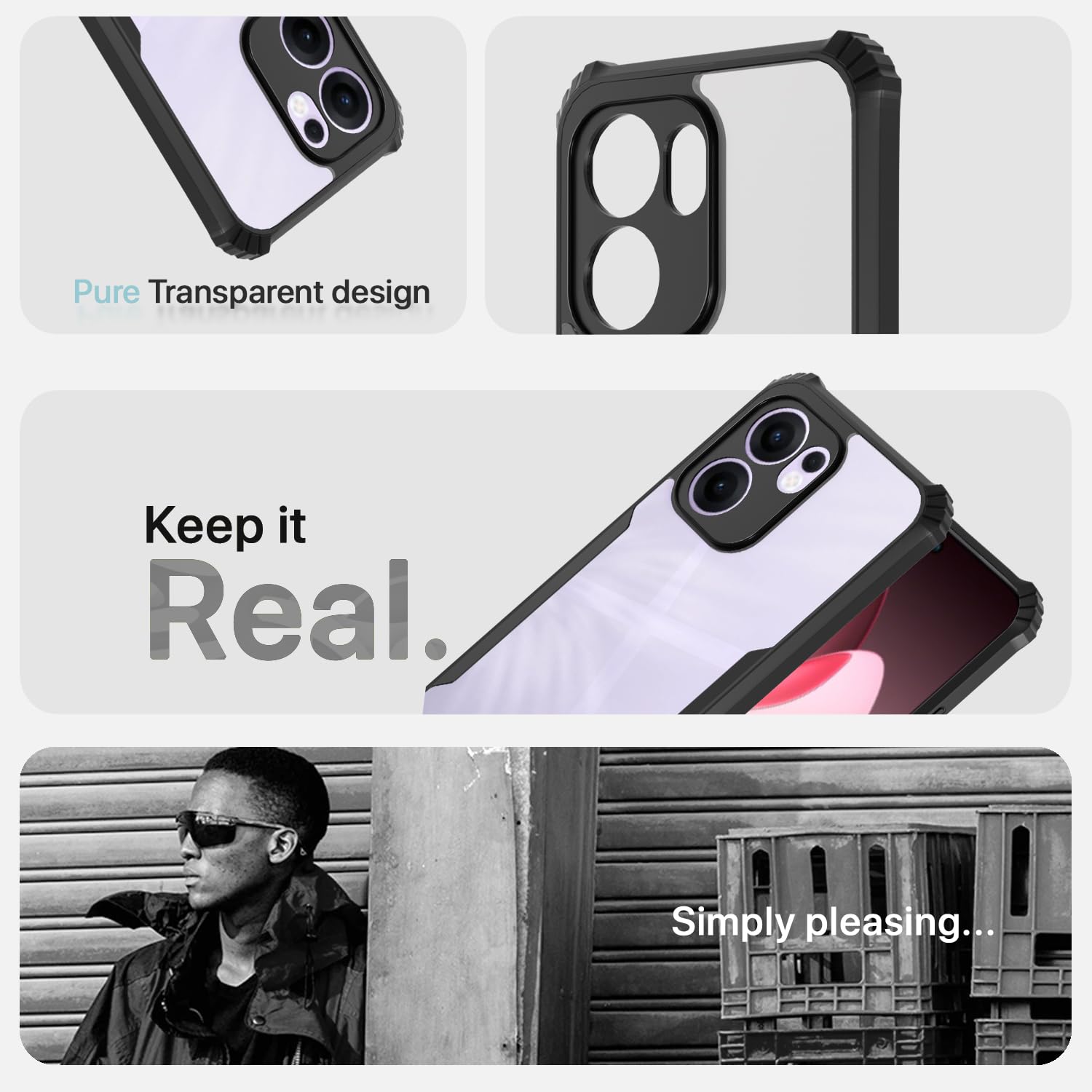 Pikkme Oppo Reno 13F 5G Clear black mobile back cover – photo 4