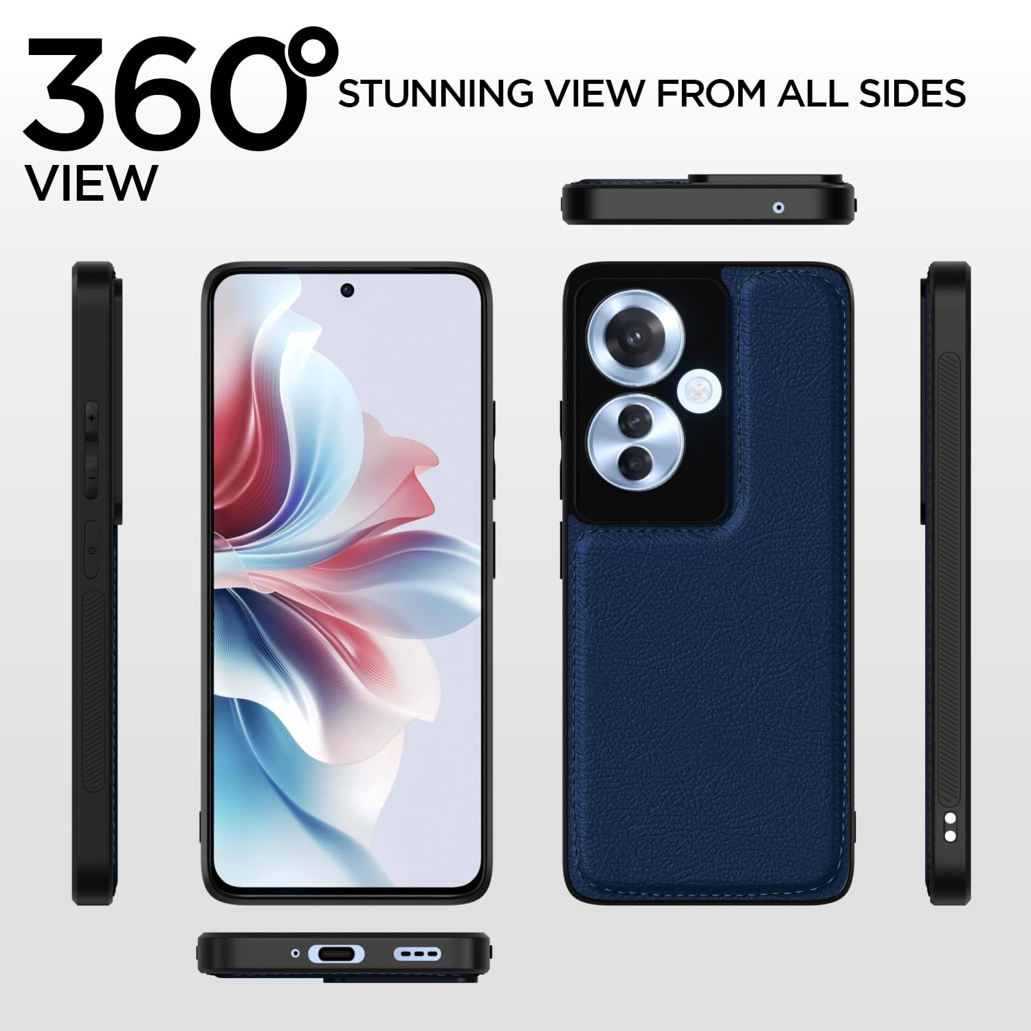 Pikkme Oppo F25 Pro 5G Leatherback Back Case | Blue