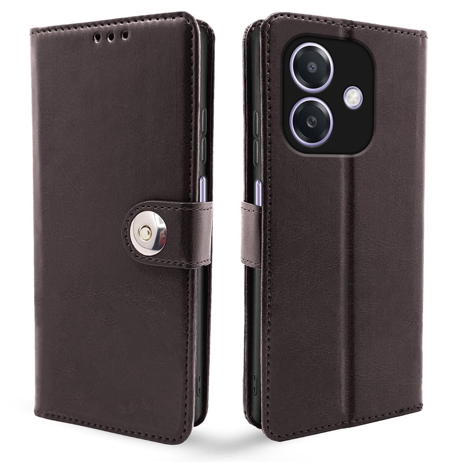 Oppo A3x 5G / A3x 4G / A3 5G Button Flip Cover -Coffee