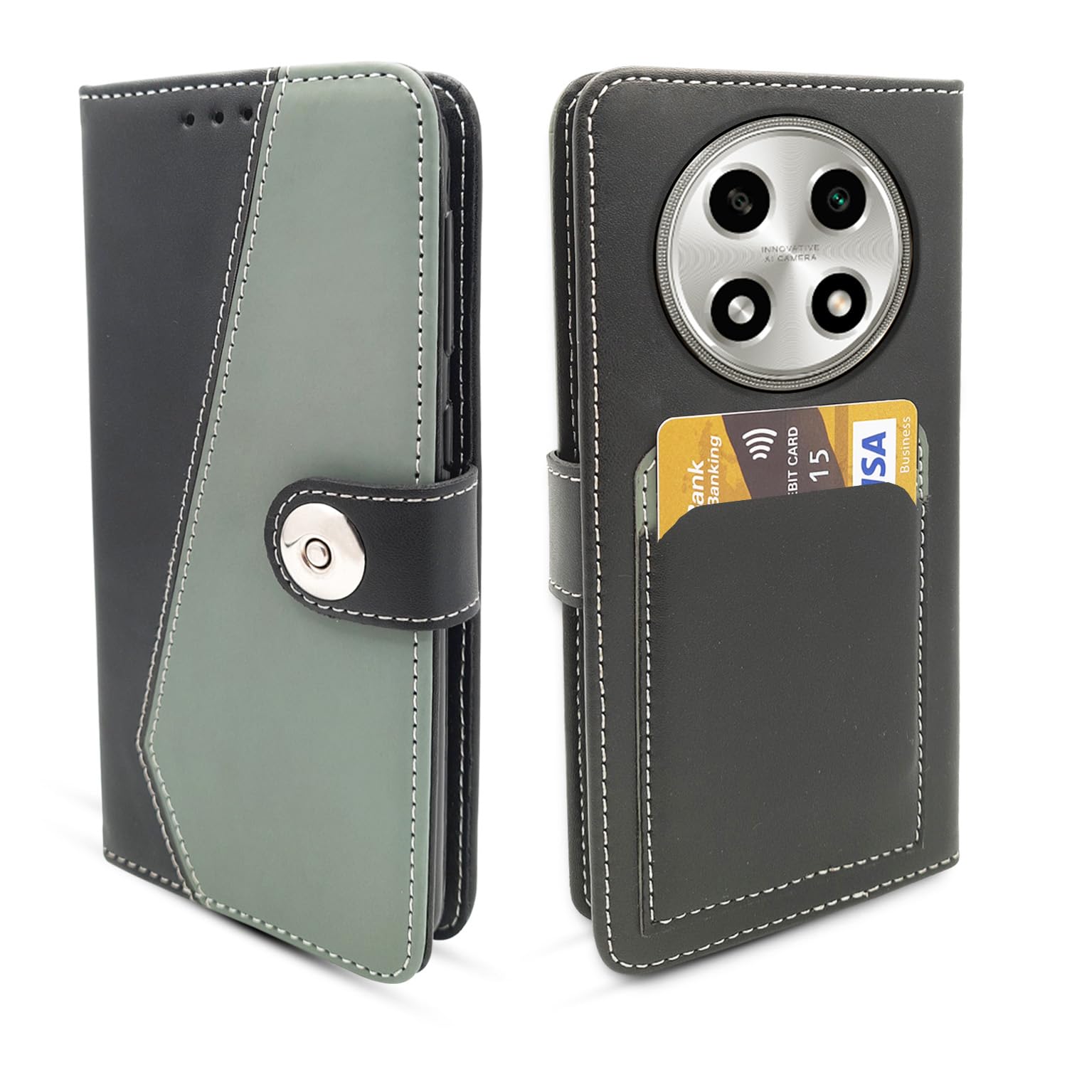 Pikkme grey mobile flip cover for Oppo A2 Pro 5G