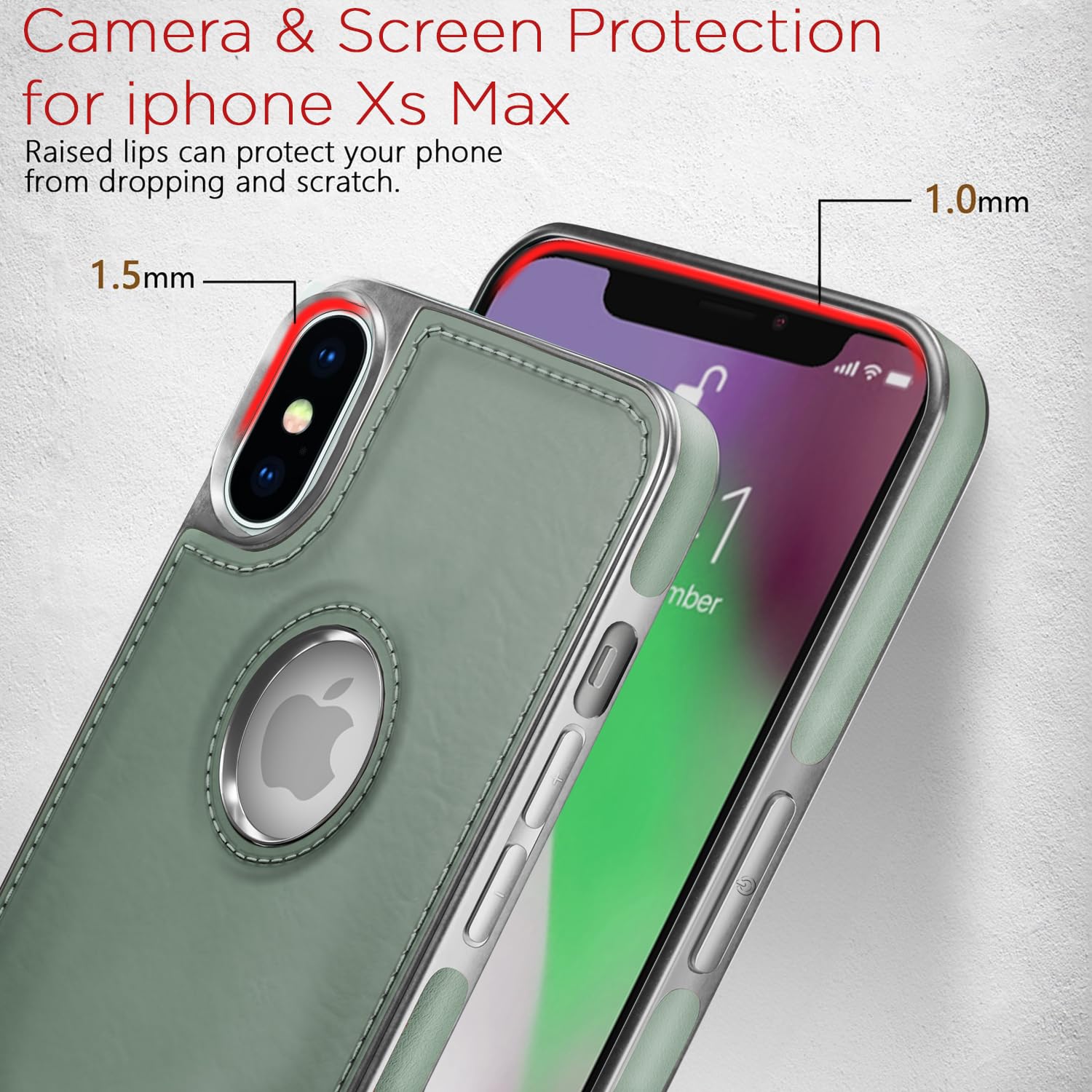 Pikkme iPhone Xs Max Silver Electroplated Chrome Leather Back Cover (Green)