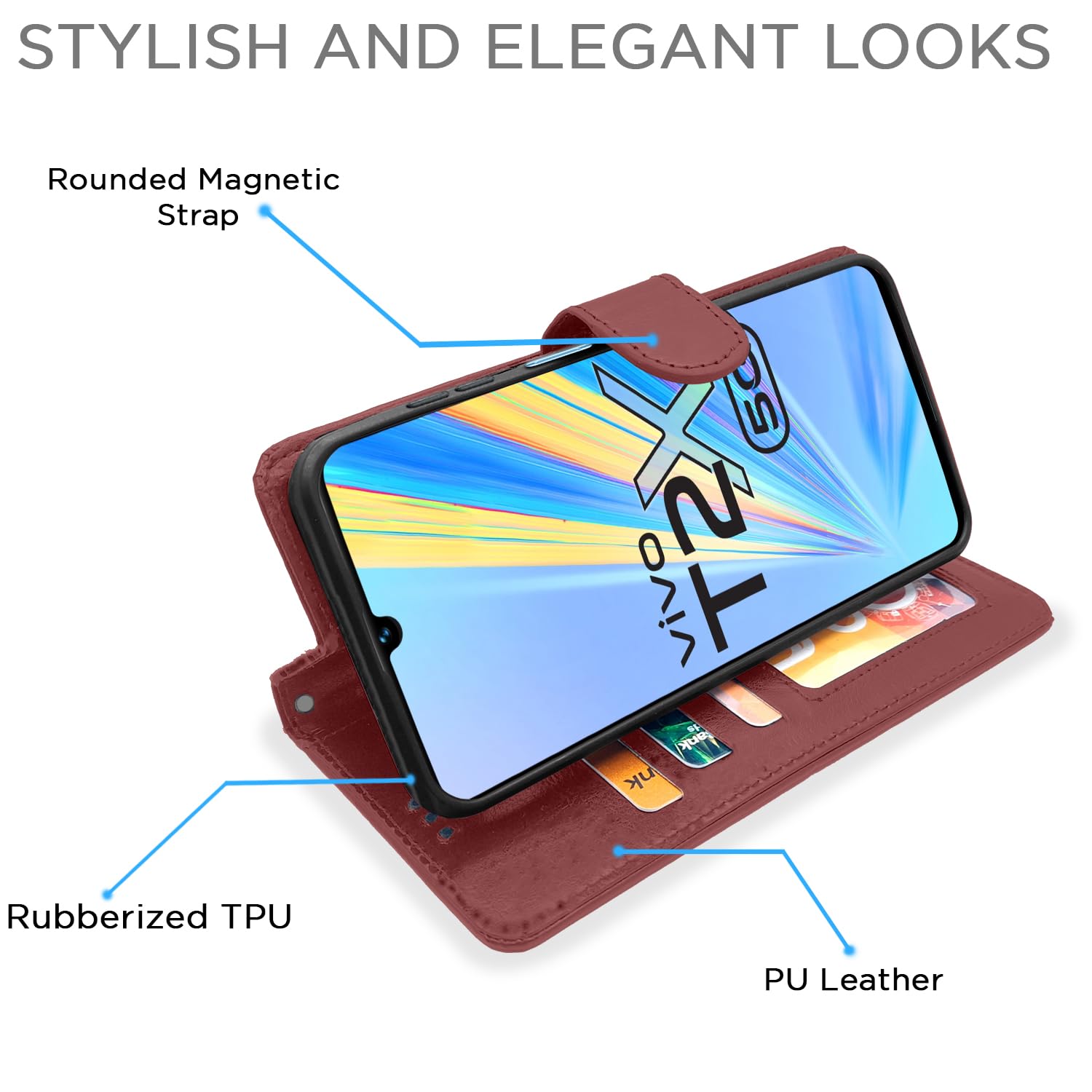 Brown flip case for Vivo T2X/Y16/Y56 5G – Pikkme – photo 3