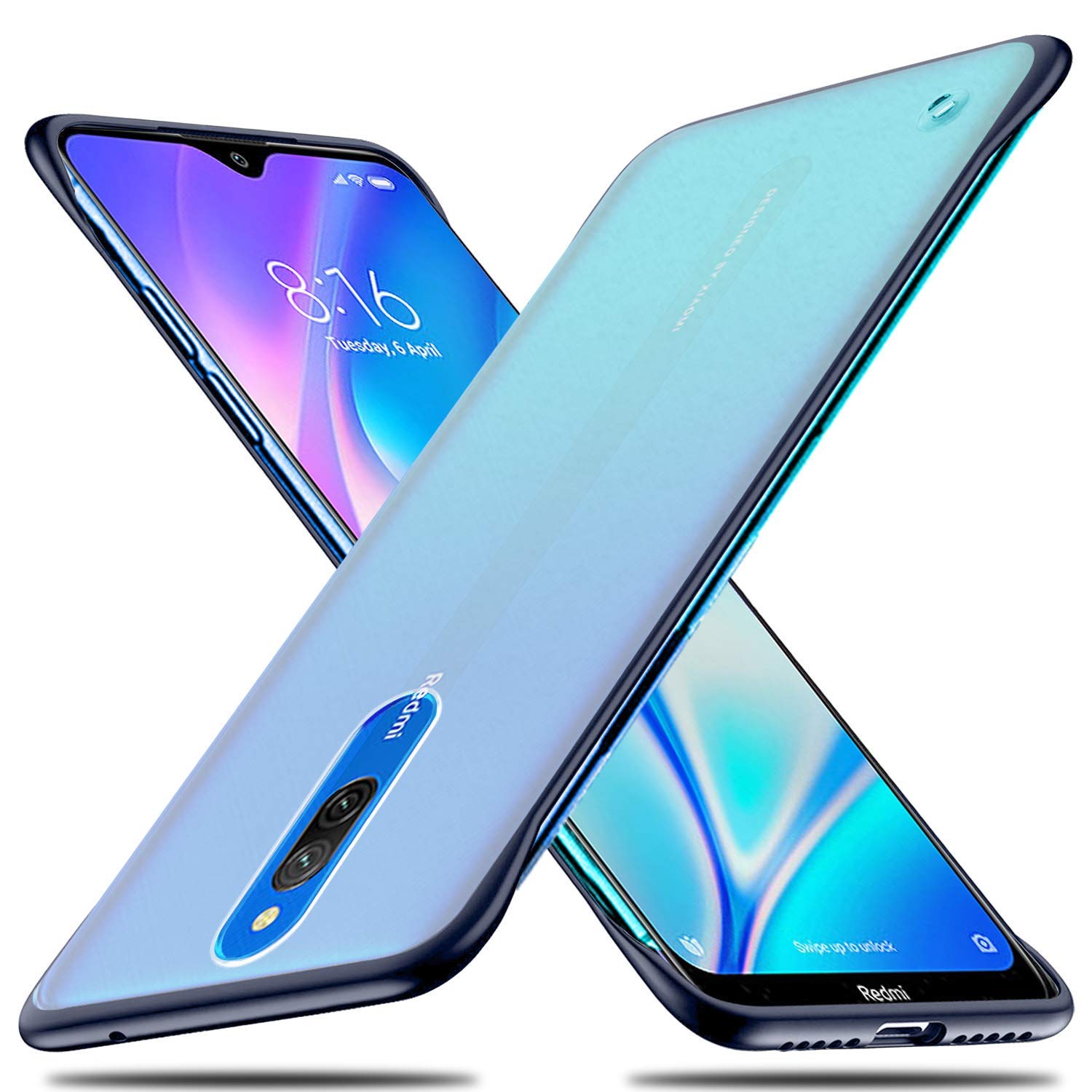 Blue Frameless phone cover for Redmi 8a – Pikkme