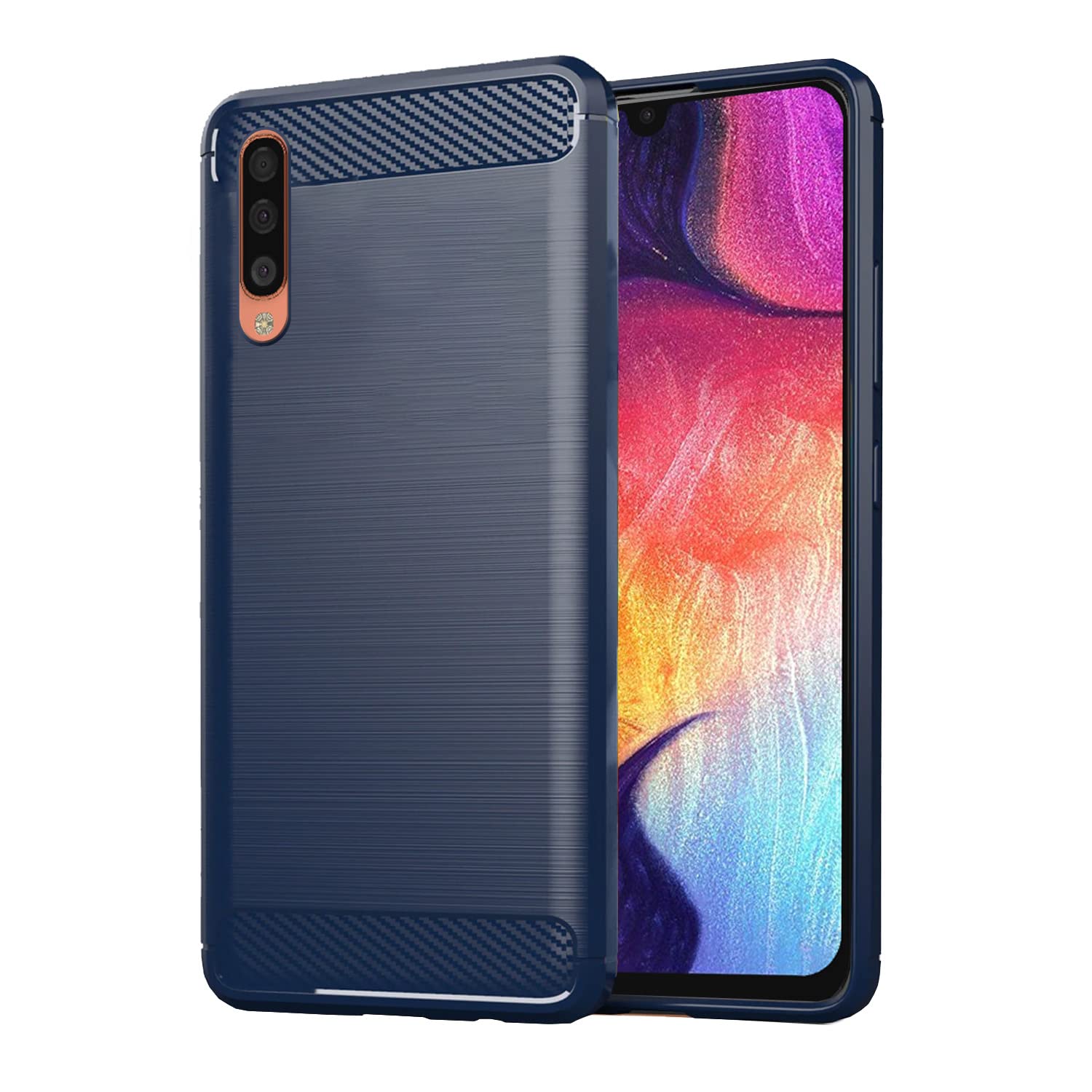 Samsung Galaxy A50 / A50s / A30s Hybrid Carbon Fiber Back Cover - Blue