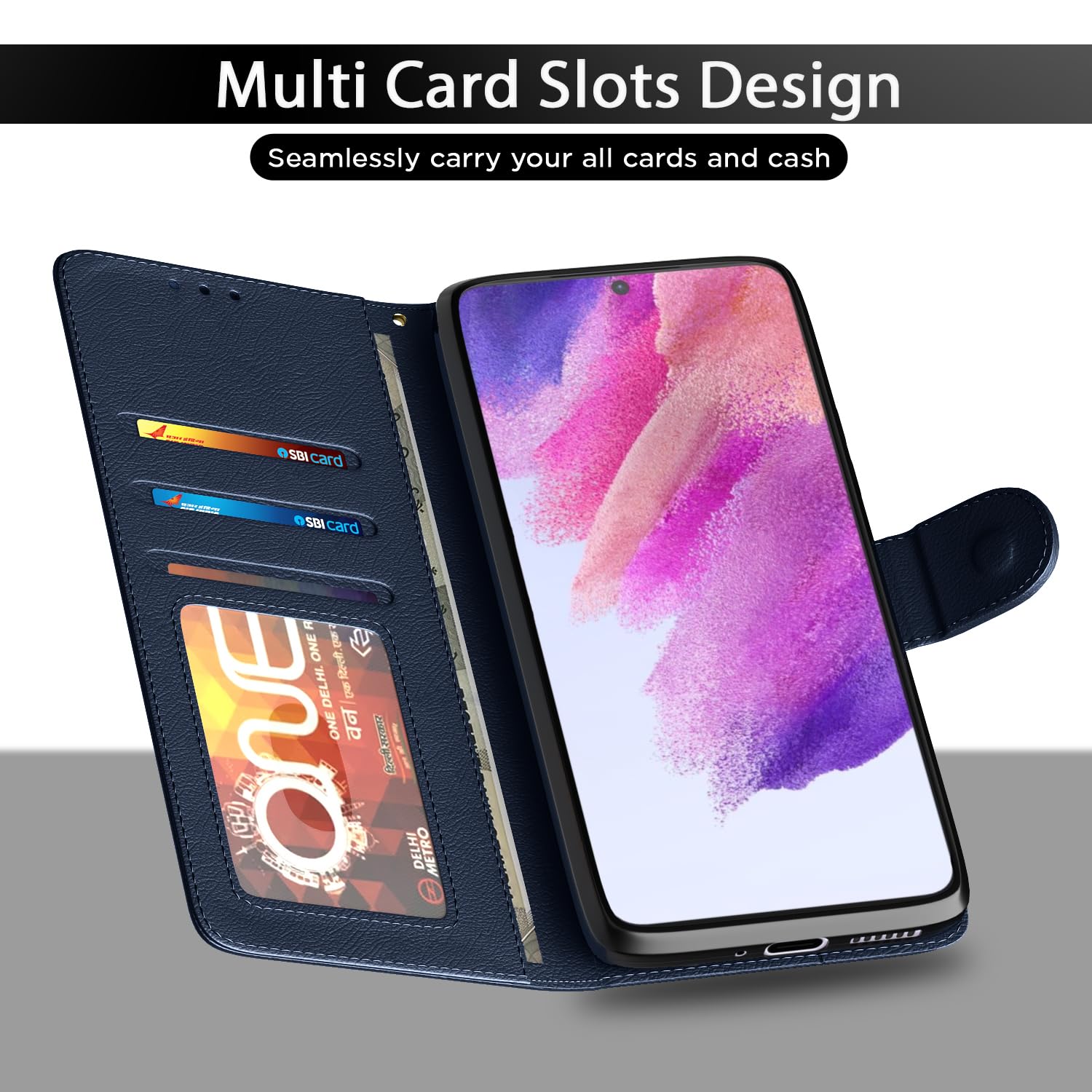 Pikkme blue Wallet flip case for Samsung S21 FE 5G – photo 5