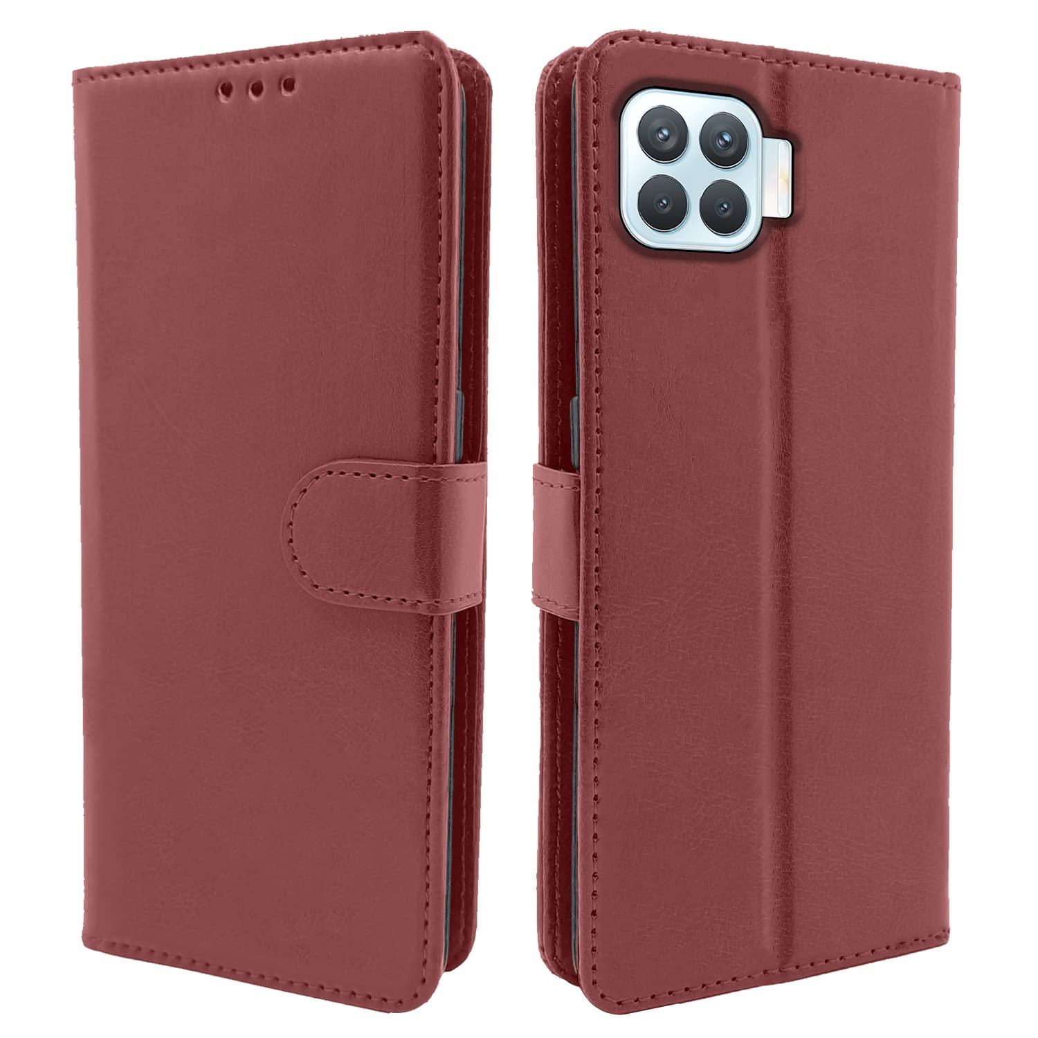 Pikkme Oppo F17 Pro Vintage Flip Cover (Brown)
