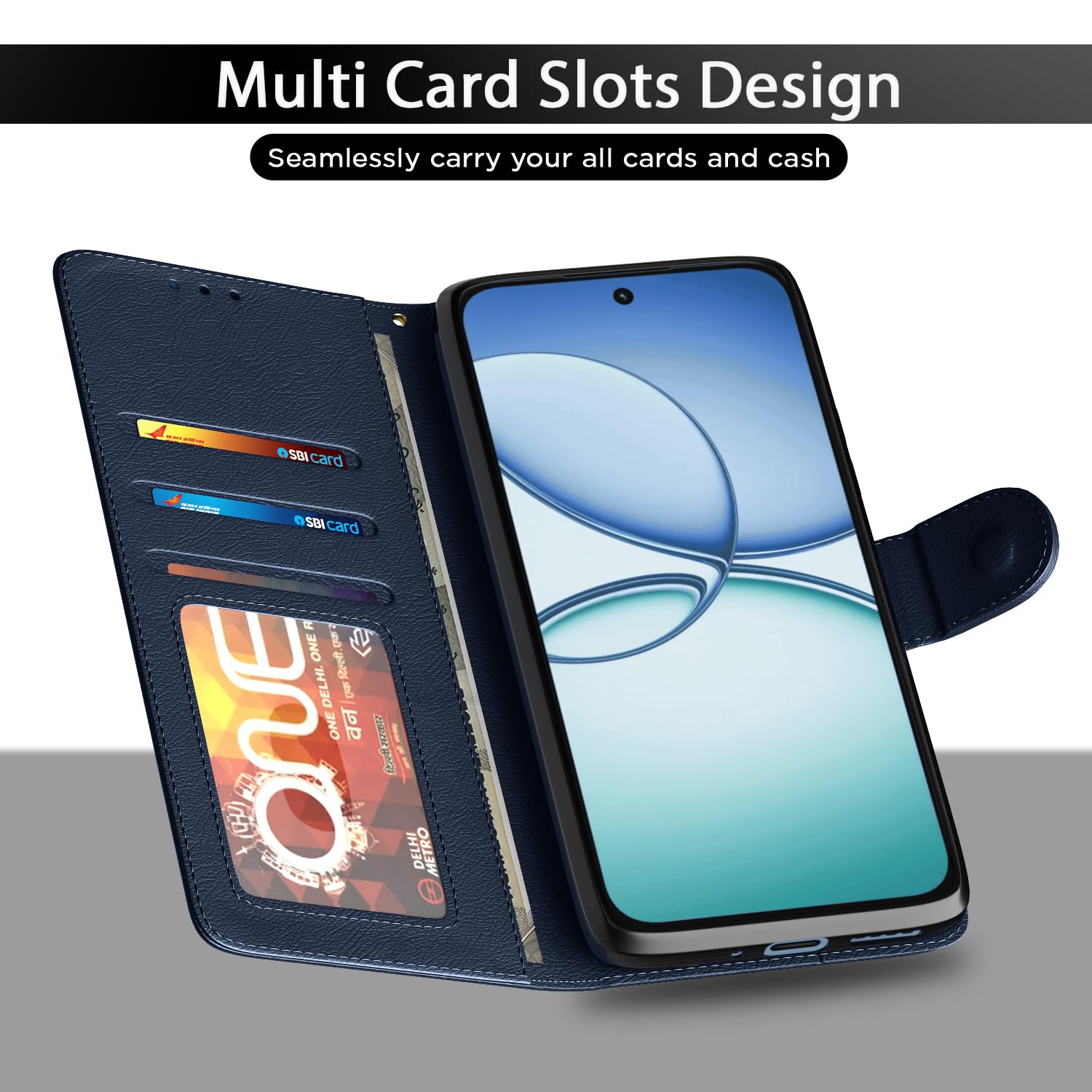 Pikkme Realme 15T/Narzo 90 5G Wallet blue flip cover – photo 5
