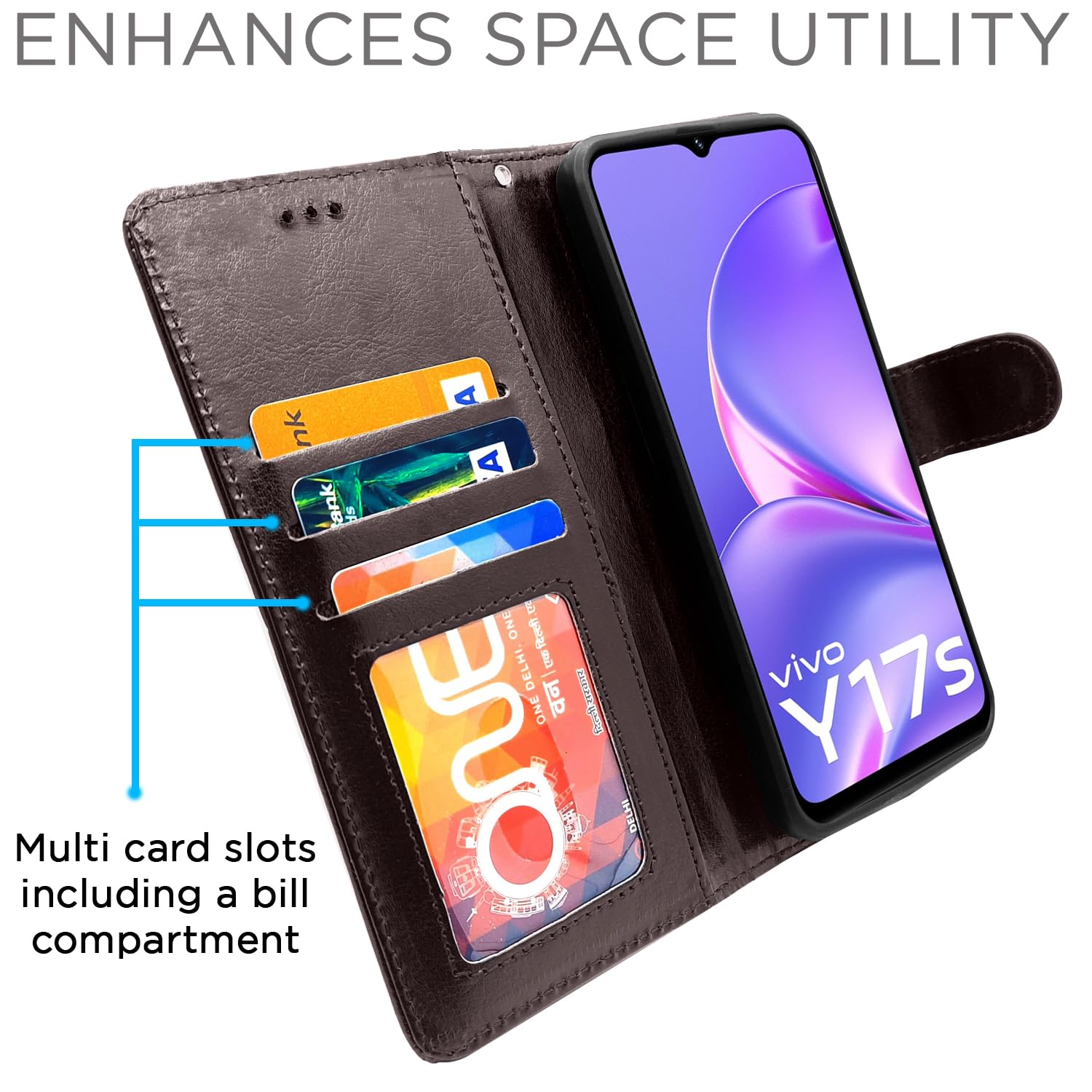 Vivo Y17s Wallet wallet flip cover in coffee by Pikkme – photo 2