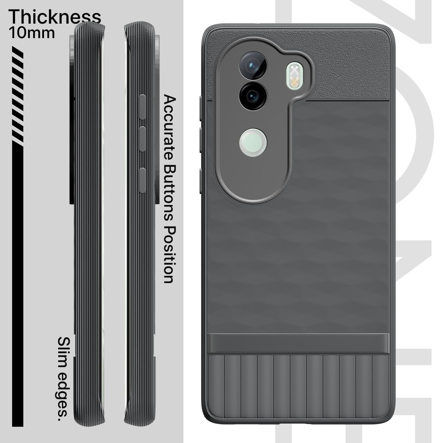 Pikkme Vivo V40e / iQOO Z9s 5G Soft Flexible Shockproof Gencase Back Cover (grey)