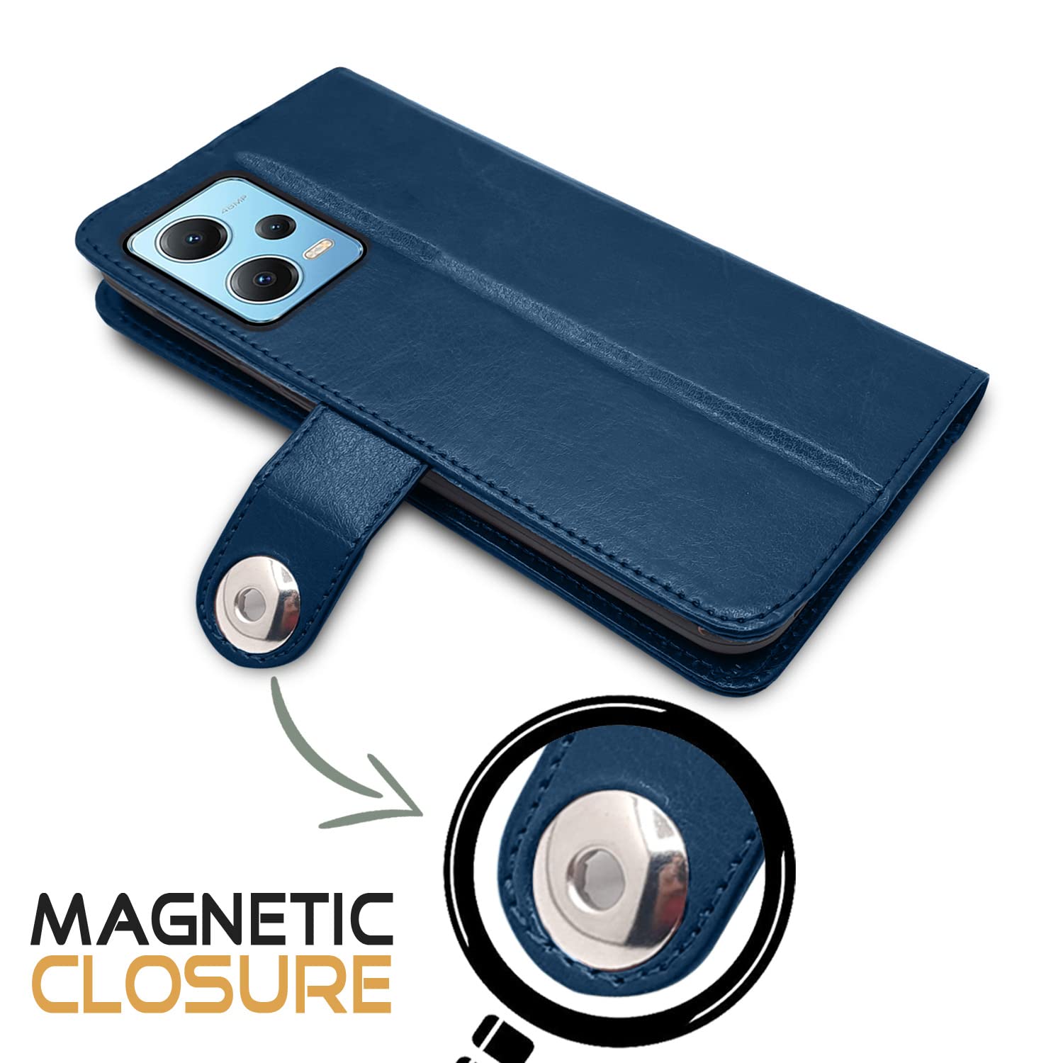Pikkme blue Button mobile flip cover for Poco X5/Redmi Note 12 5G – photo 4