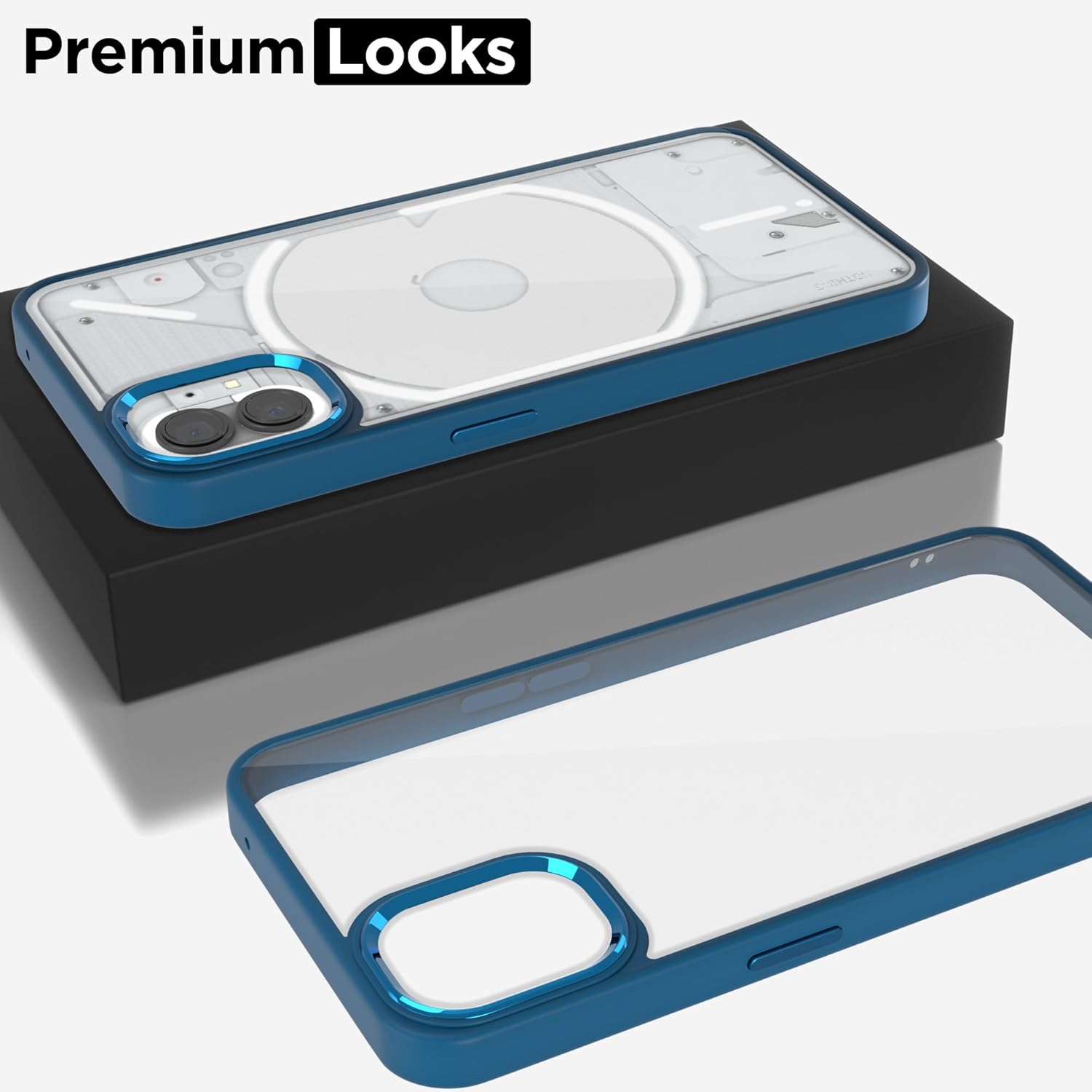 Pikkme Nothing Phone 1 Metal Chrome Ring Back Case (Indigo)