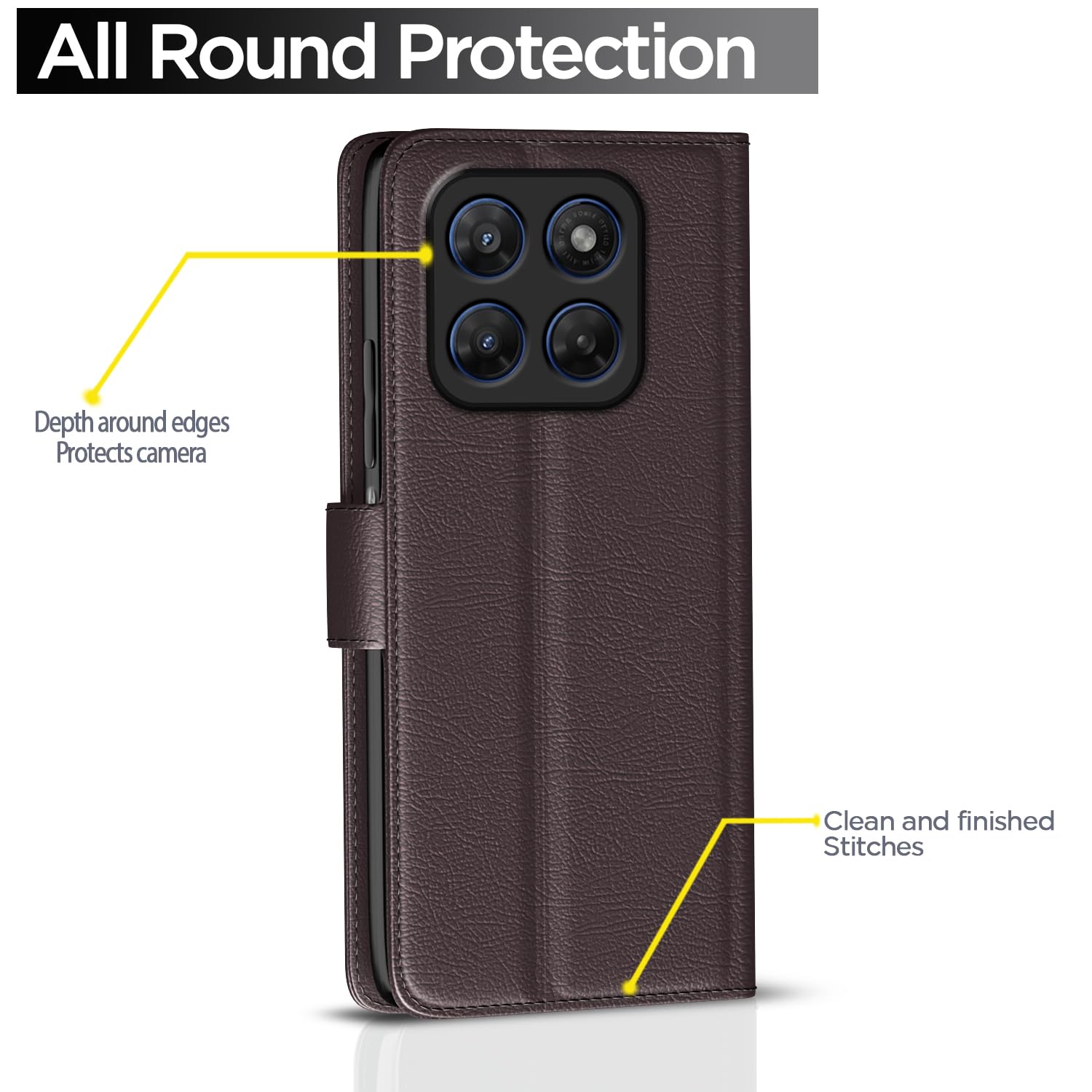 Moto G37 5G wallet flip cover in coffee by Pikkme – photo 4
