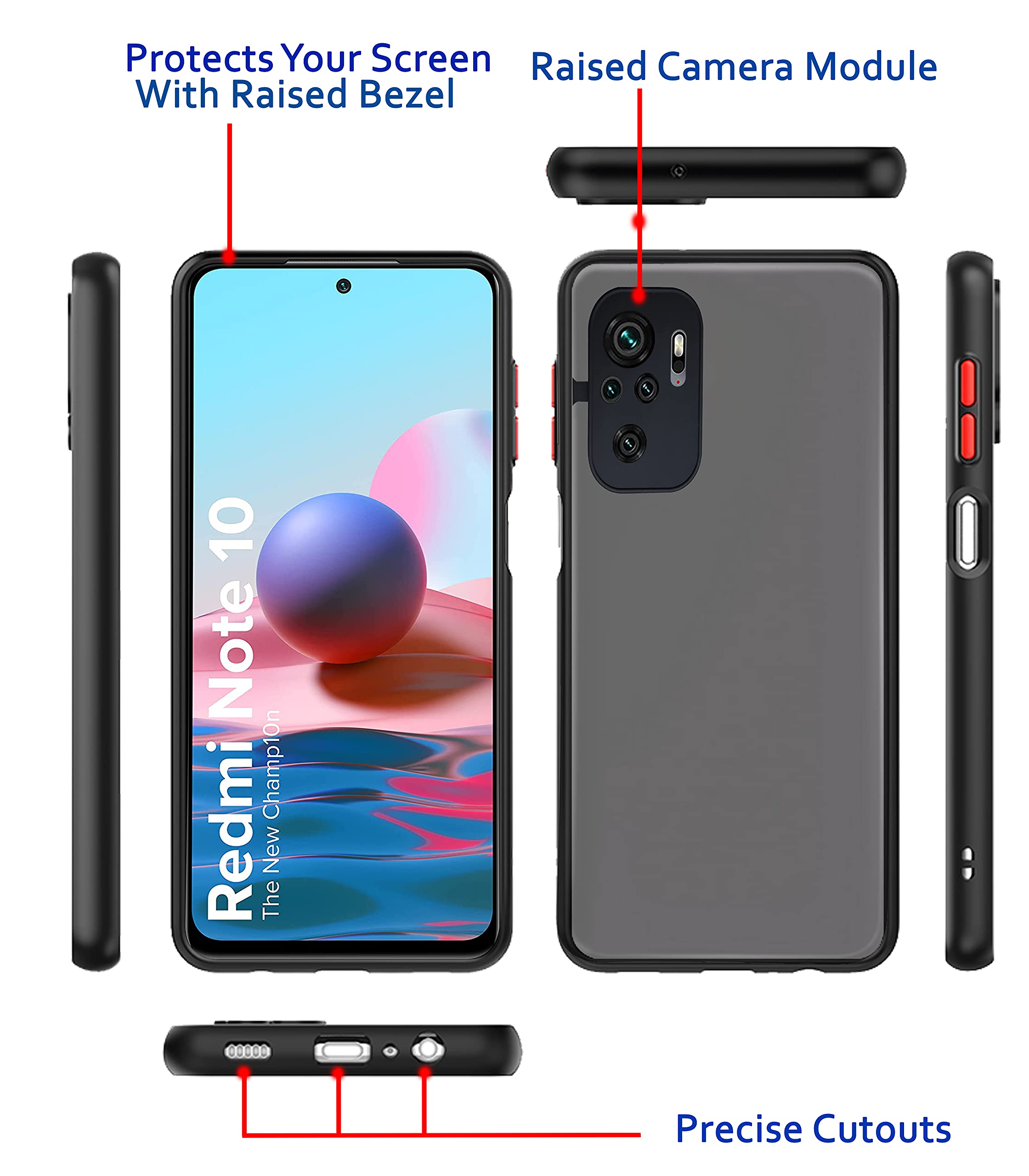 Pikkme black Matte back cover for Redmi Note 10/Note 10s – photo 3