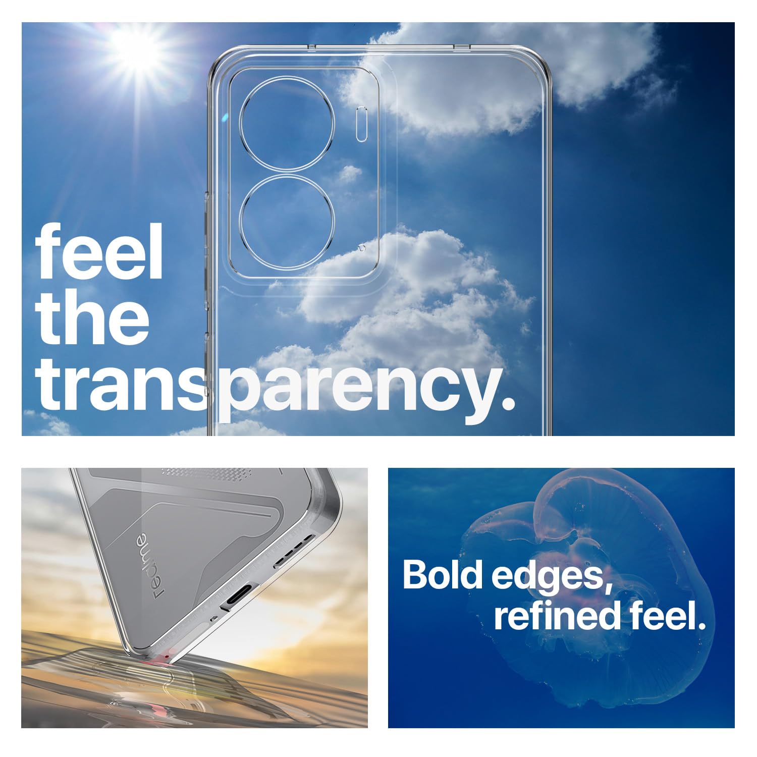 Pikkme Realme P3 5G Crystal Clear Hard Back PC + TPU Back Cover (Transparent)