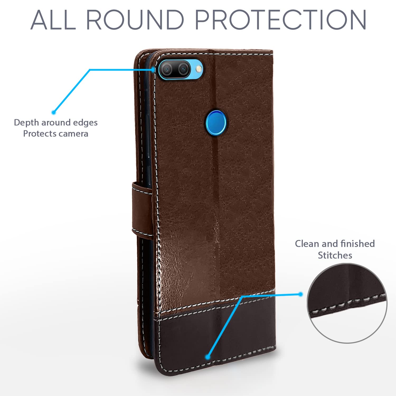 Honor 9n Magnetic mobile flip cover in brown & coffee by Pikkme – photo 4