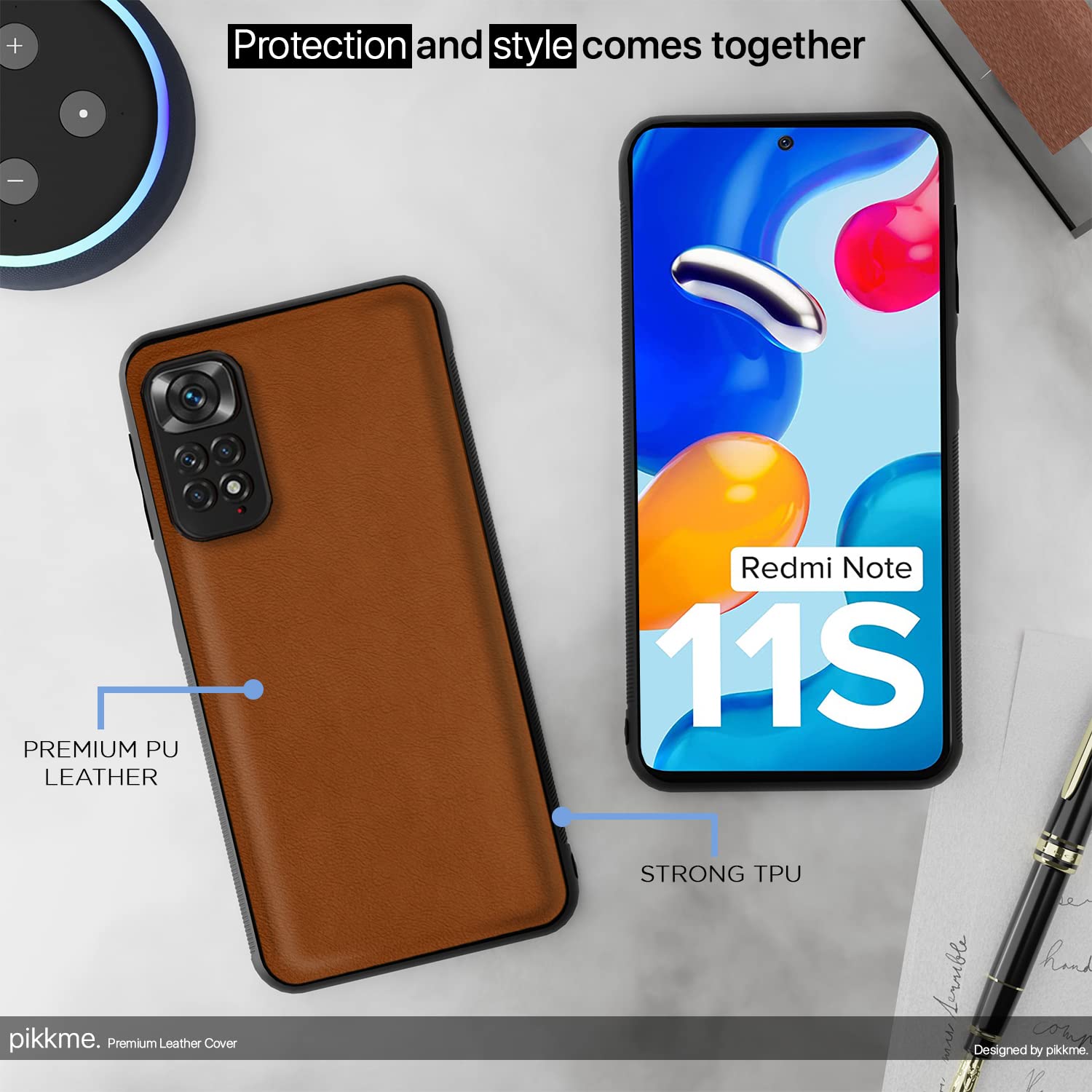 Pikkme camel Leather phone cover for Redmi Note 11/Note 11s – photo 5