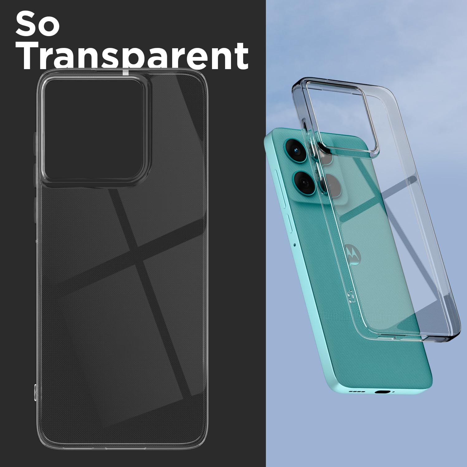 Pikkme Motorola Moto Edge 60 Fusion 5G Clear TPU Shockproof Slim Back Cover (Transparent)