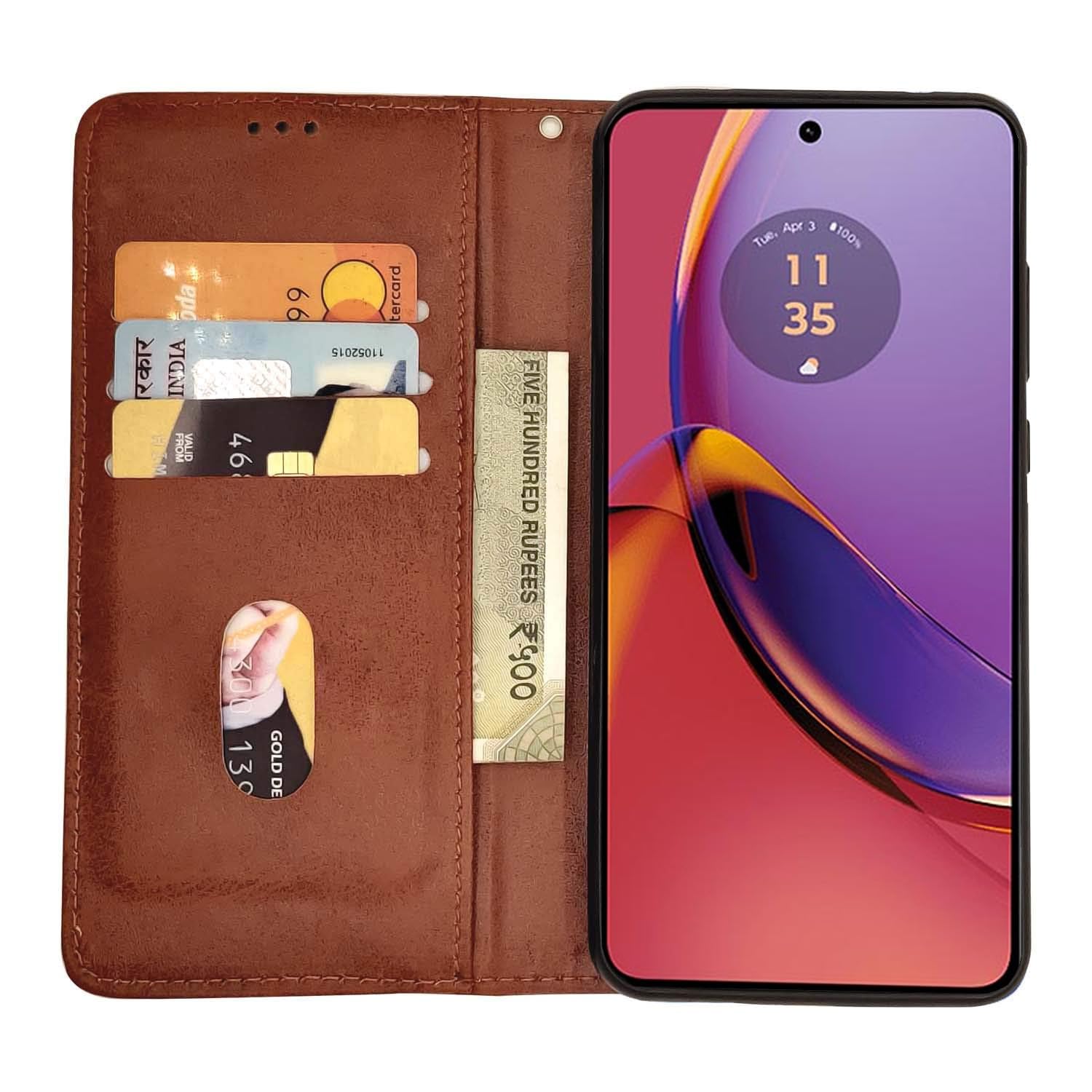 Pikkme Moto G84 5G brown flip case – photo 3