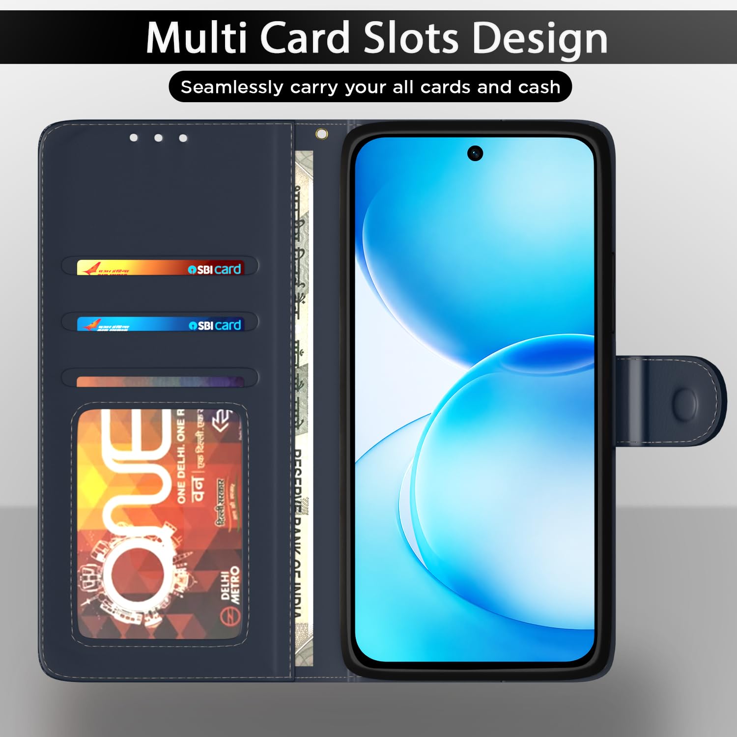 Oppo Reno 16c 5G Wallet flip case in blue by Pikkme – photo 5