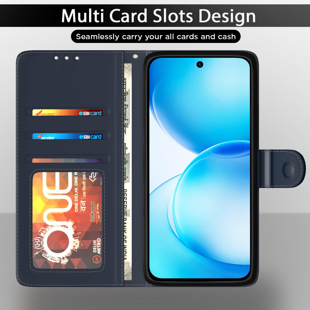 Oppo Reno 16c 5G Wallet flip case in blue by Pikkme – photo 5