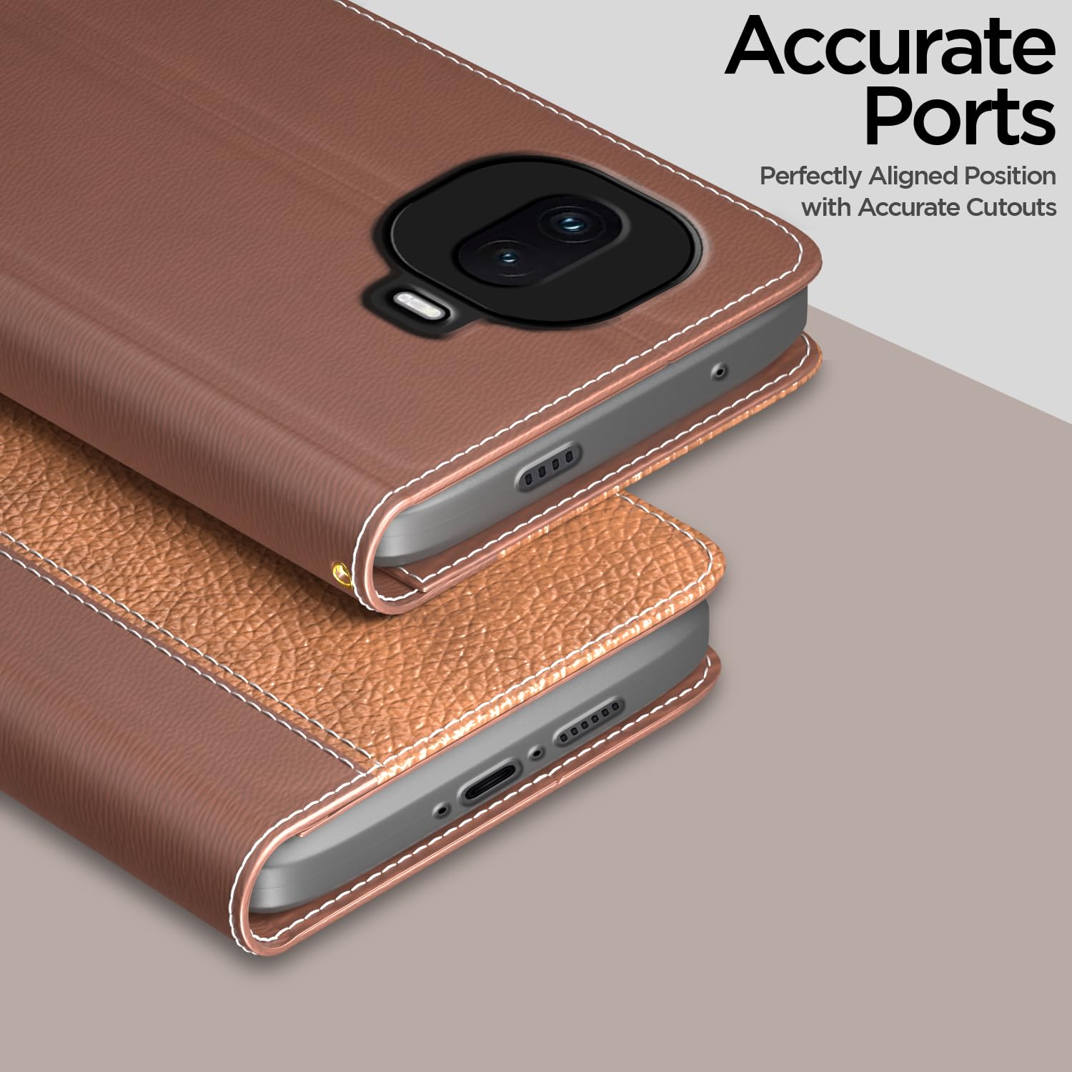 Pikkme tan Wallet wallet flip cover for iQOO 15R 5G – photo 2