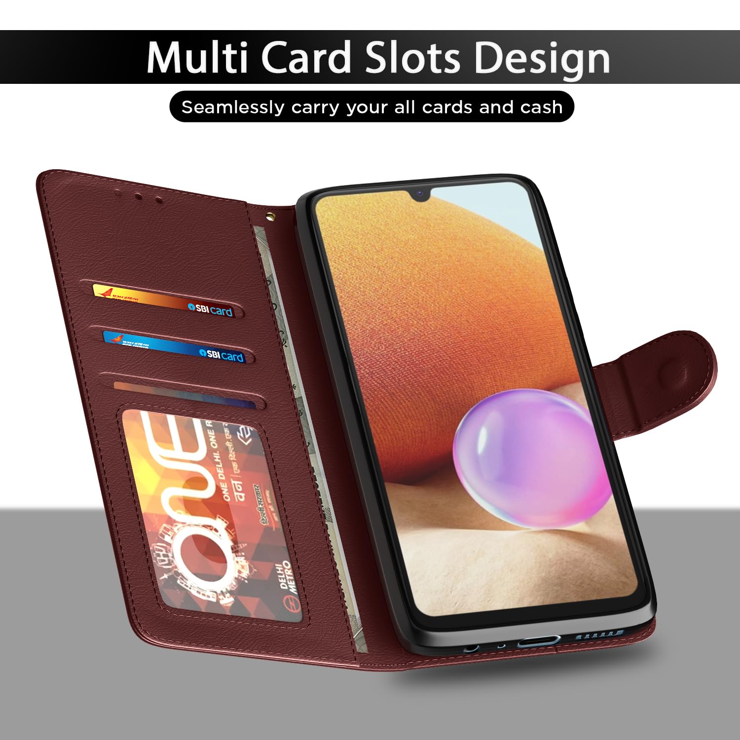 Brown Wallet flip case for Samsung A32 – Pikkme – photo 5