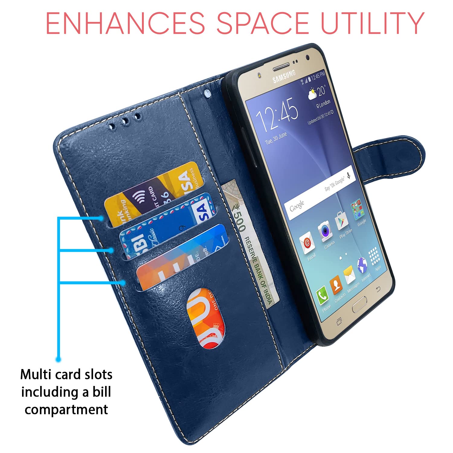 Pikkme blue & brown Magnetic flip case for Samsung J7 2015/J7 – photo 3