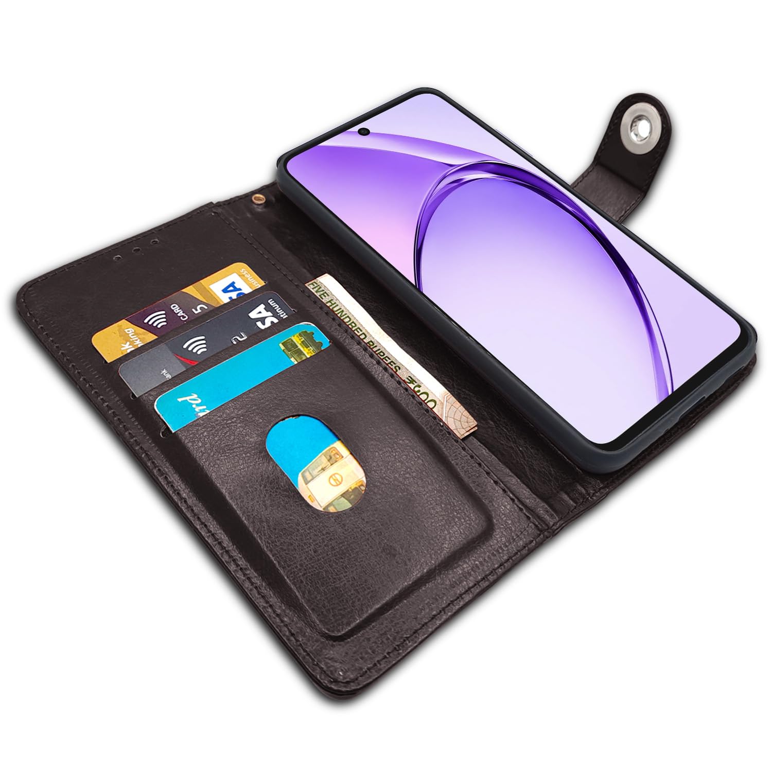Pikkme Oppo A3x 5G / A3x 4G / A3 5G Button Flip Cover (Coffee)