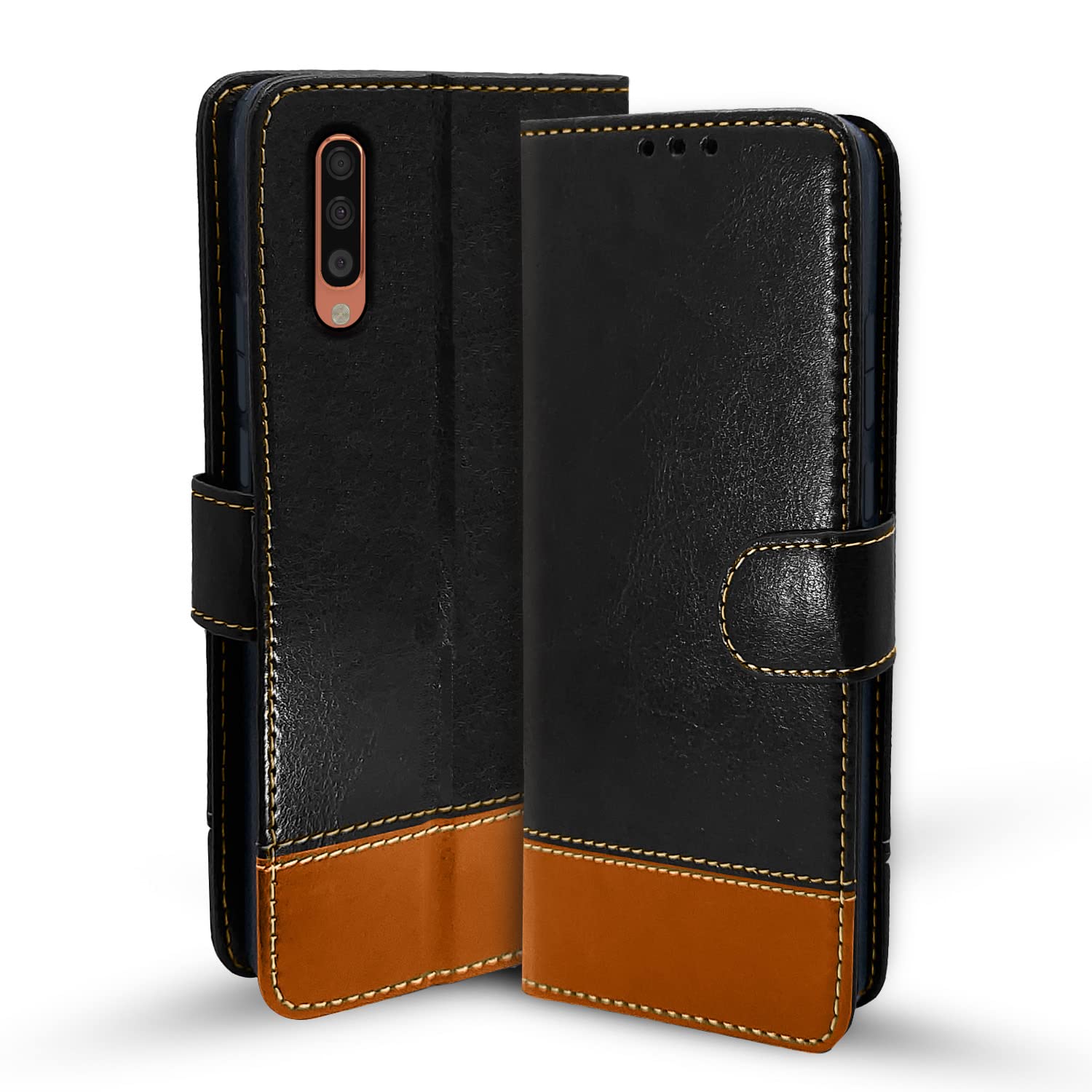 Black & brown wallet flip cover for Samsung A70/A70s 5G – Pikkme
