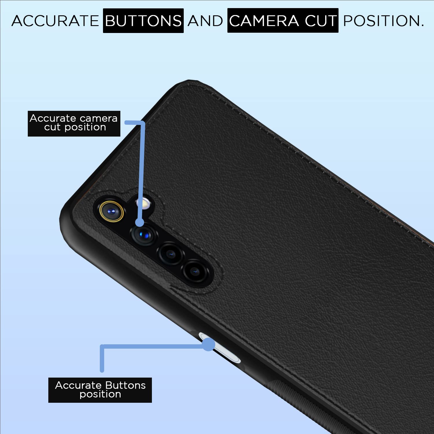 Pikkme Realme 6 Leatherback Back Case | Black