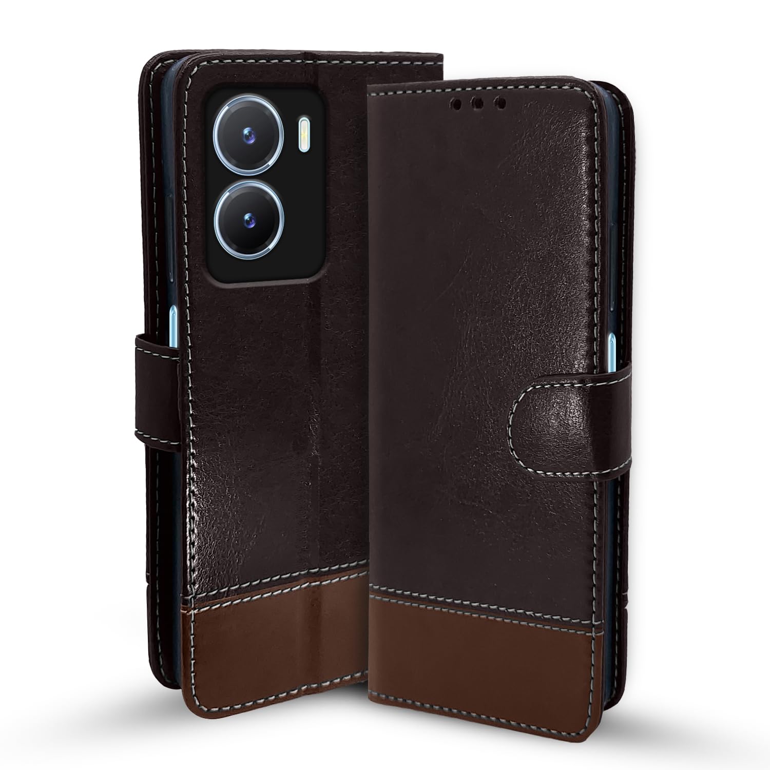 Coffee & brown Magnetic mobile flip cover for Vivo T2X/Y16/Y56 5G – Pikkme
