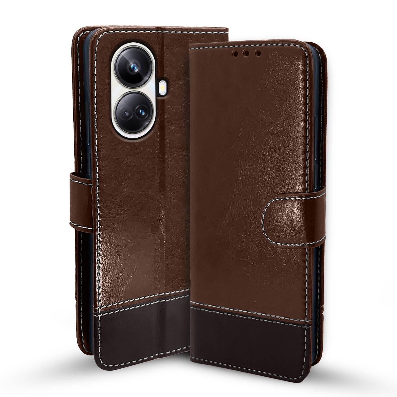 Pikkme brown & coffee Magnetic flip cover for Realme 10 Pro Plus 5G
