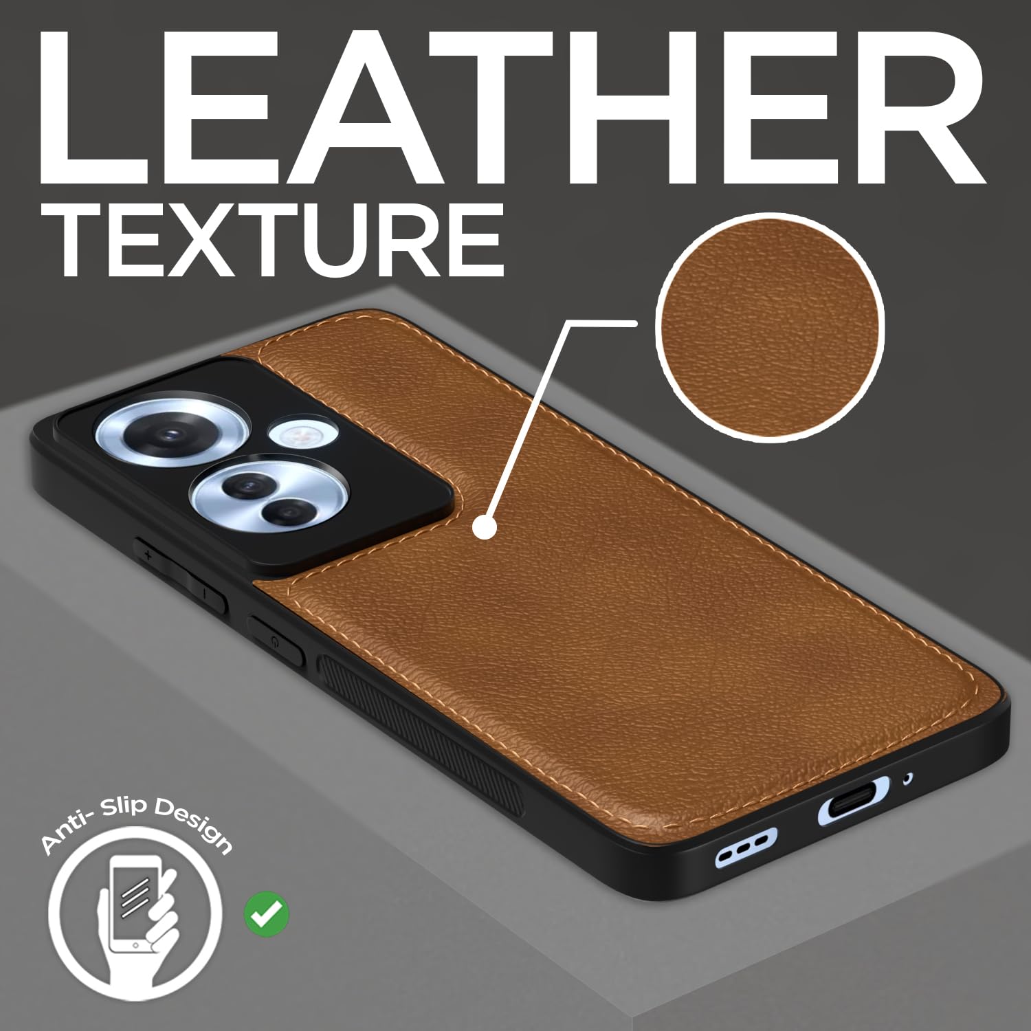 Pikkme Oppo F25 Pro 5G Leatherback Back Case | Brown