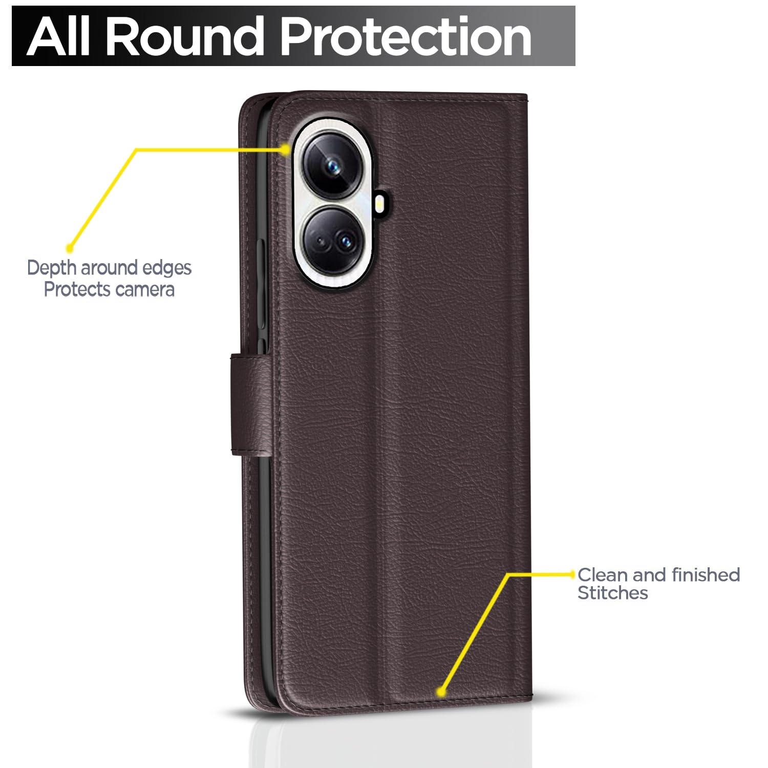 Realme 10 Pro Plus 5G Button mobile flip cover in coffee by Pikkme – photo 4