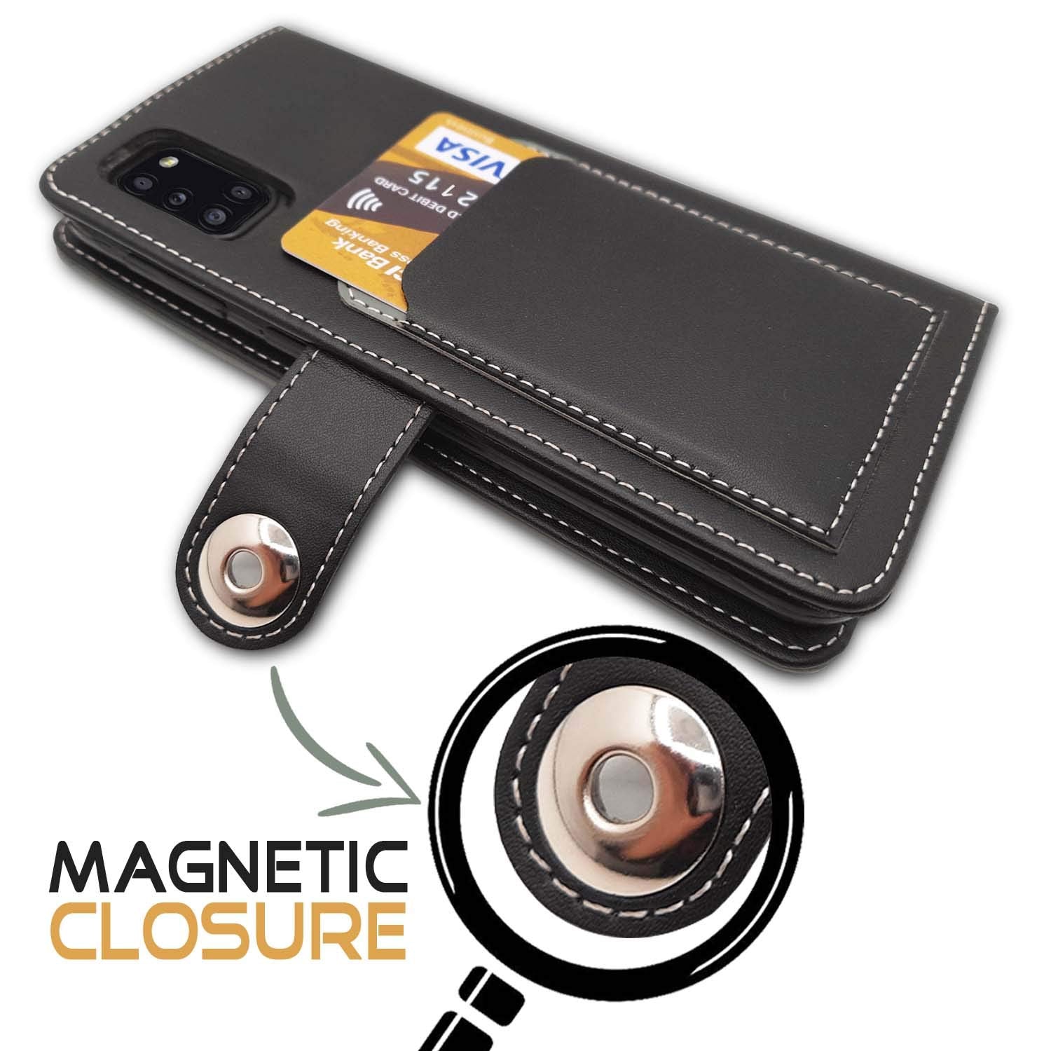 Pikkme Samsung Galaxy A31 Wallet Style Inbuilt Pockets & Stand | Strong Magnetic Flip Cover (Grey)