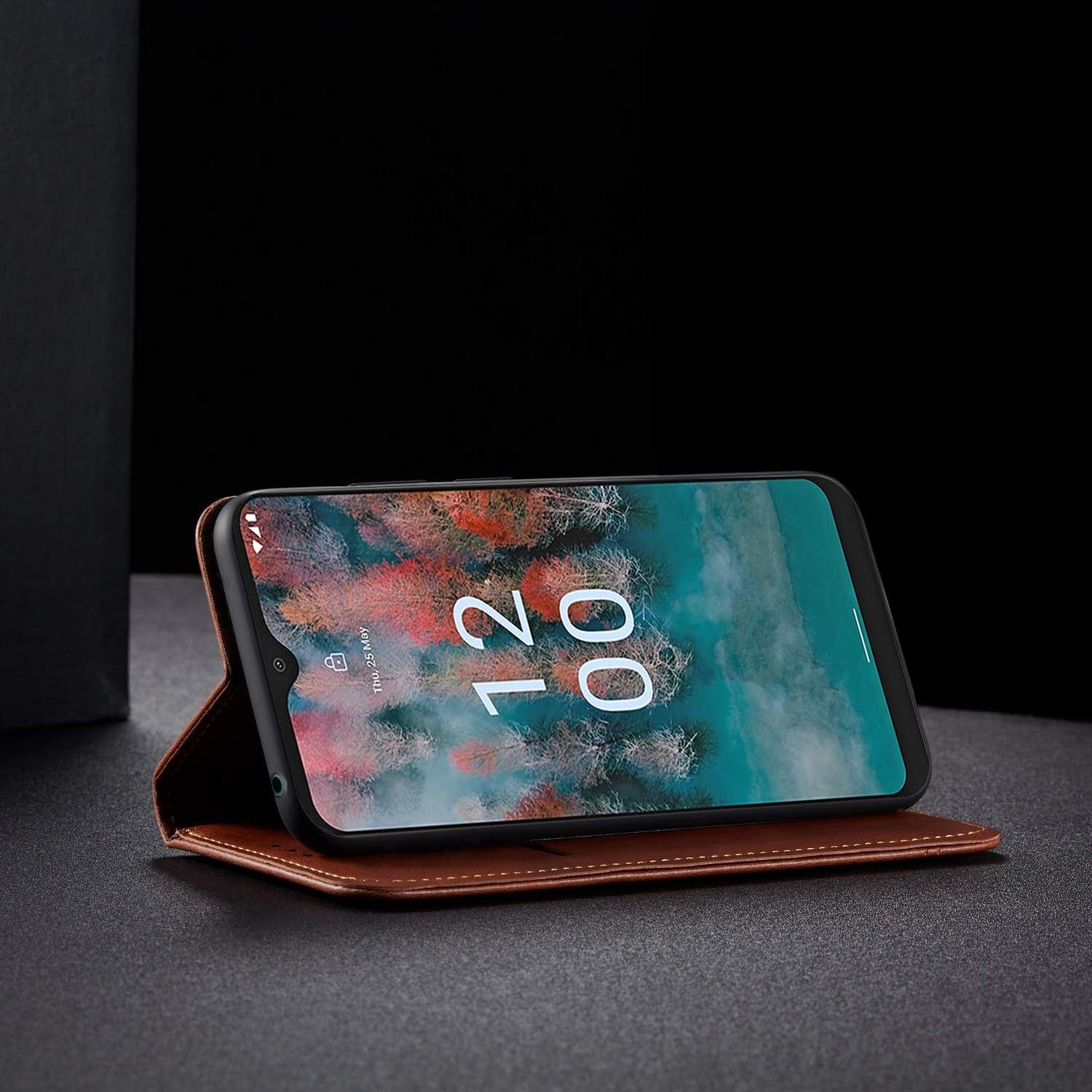 Pikkme Nokia C12 / Nokia C12 Pro Premium Leather Magnet Flip Cover (Brown)