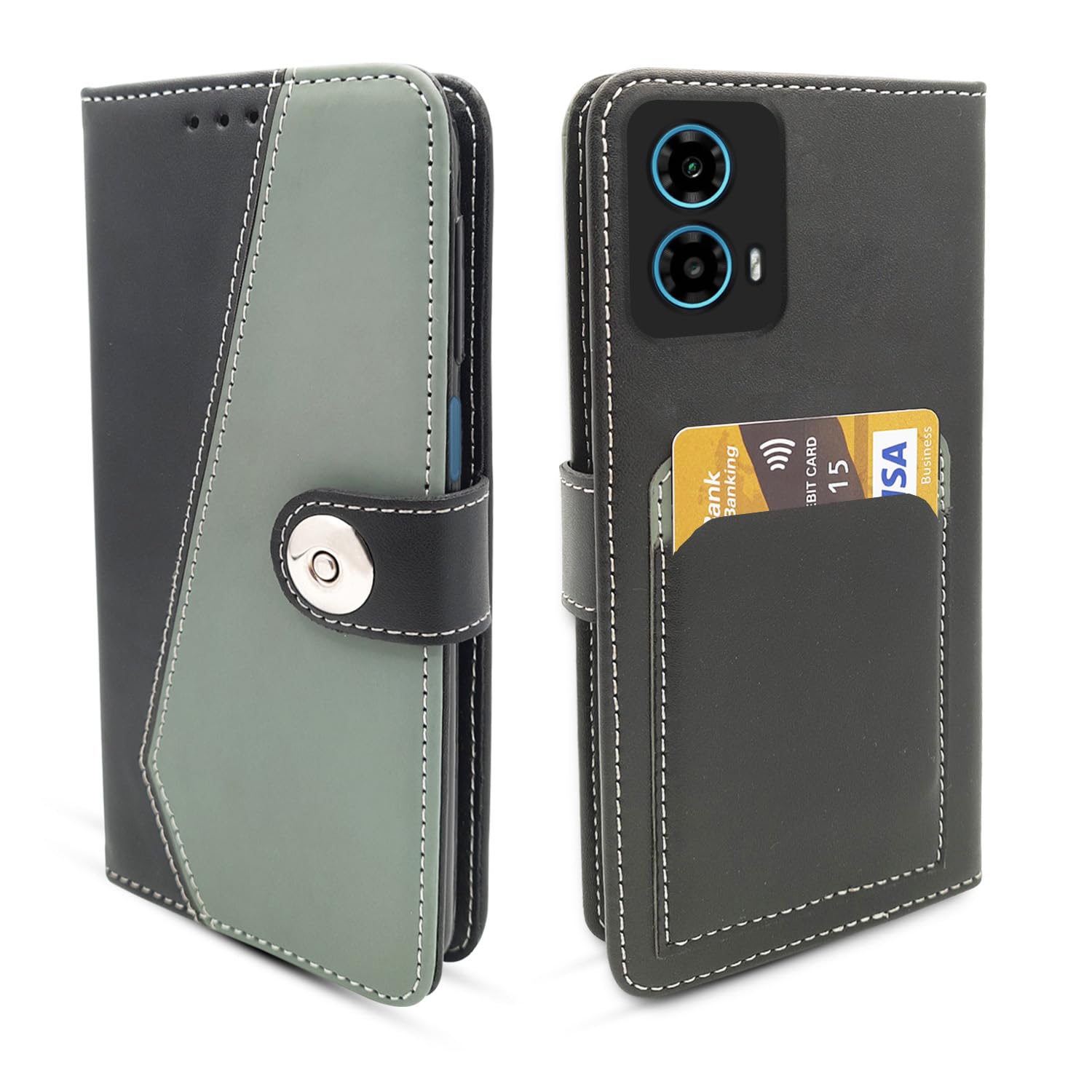 Moto G34/G45 5G Magnetic flip cover in grey by Pikkme