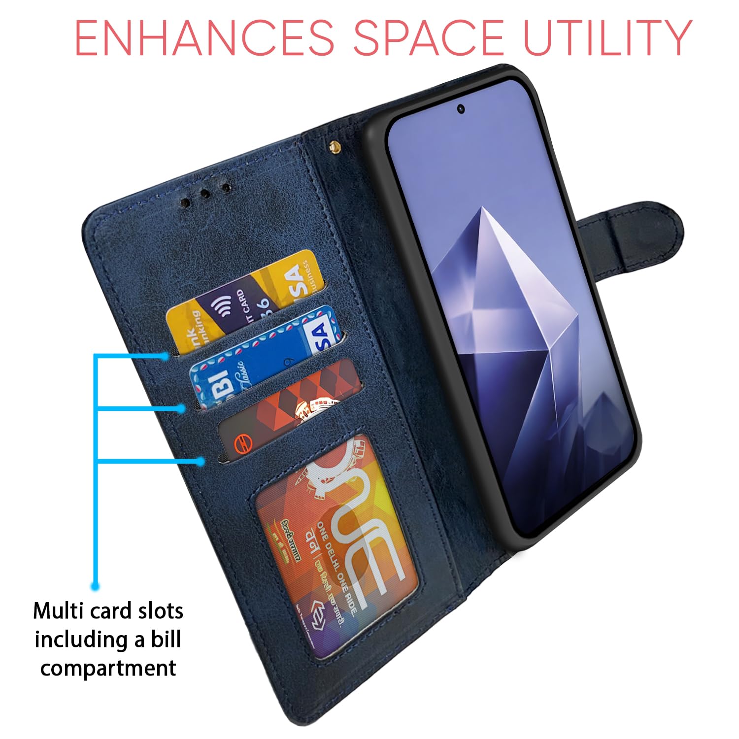 Navy & light blue flip case for Infinix Note 50s 5G – Pikkme – photo 5