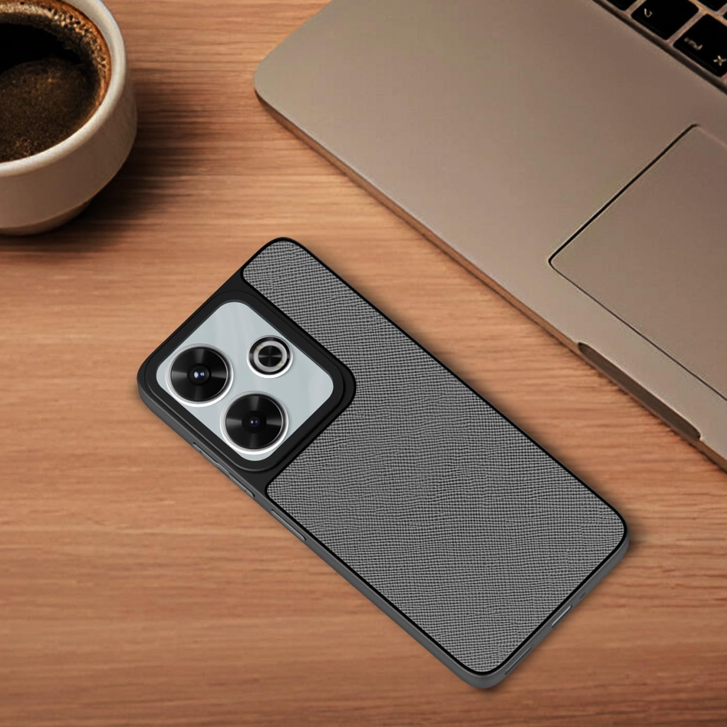 Pikkme grey Leatherback mobile cover for Redmi 13/Poco M6 Plus 5G – photo 4