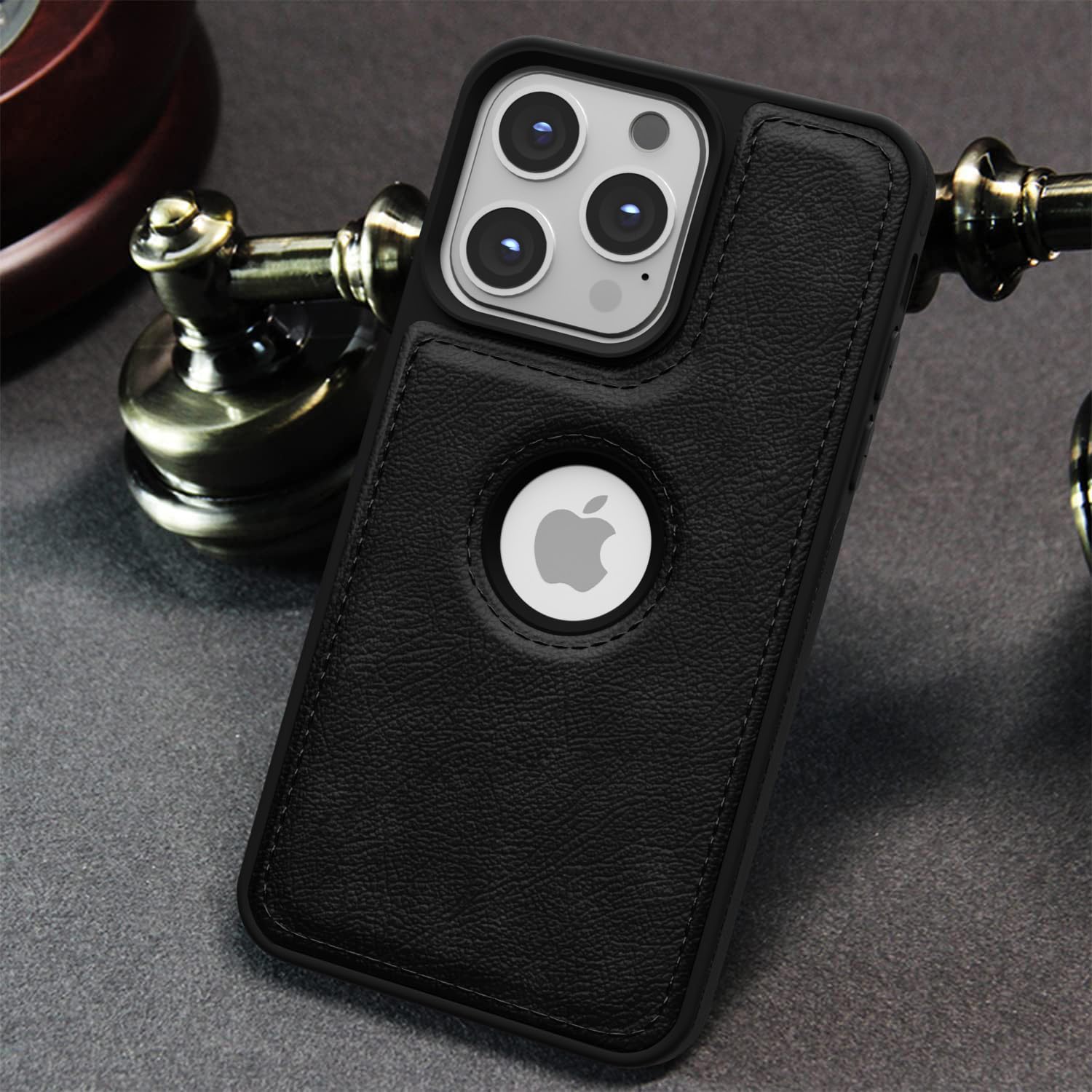 Pikkme iPhone 14 pro max Flexible Pu Leather Back Case (Black)